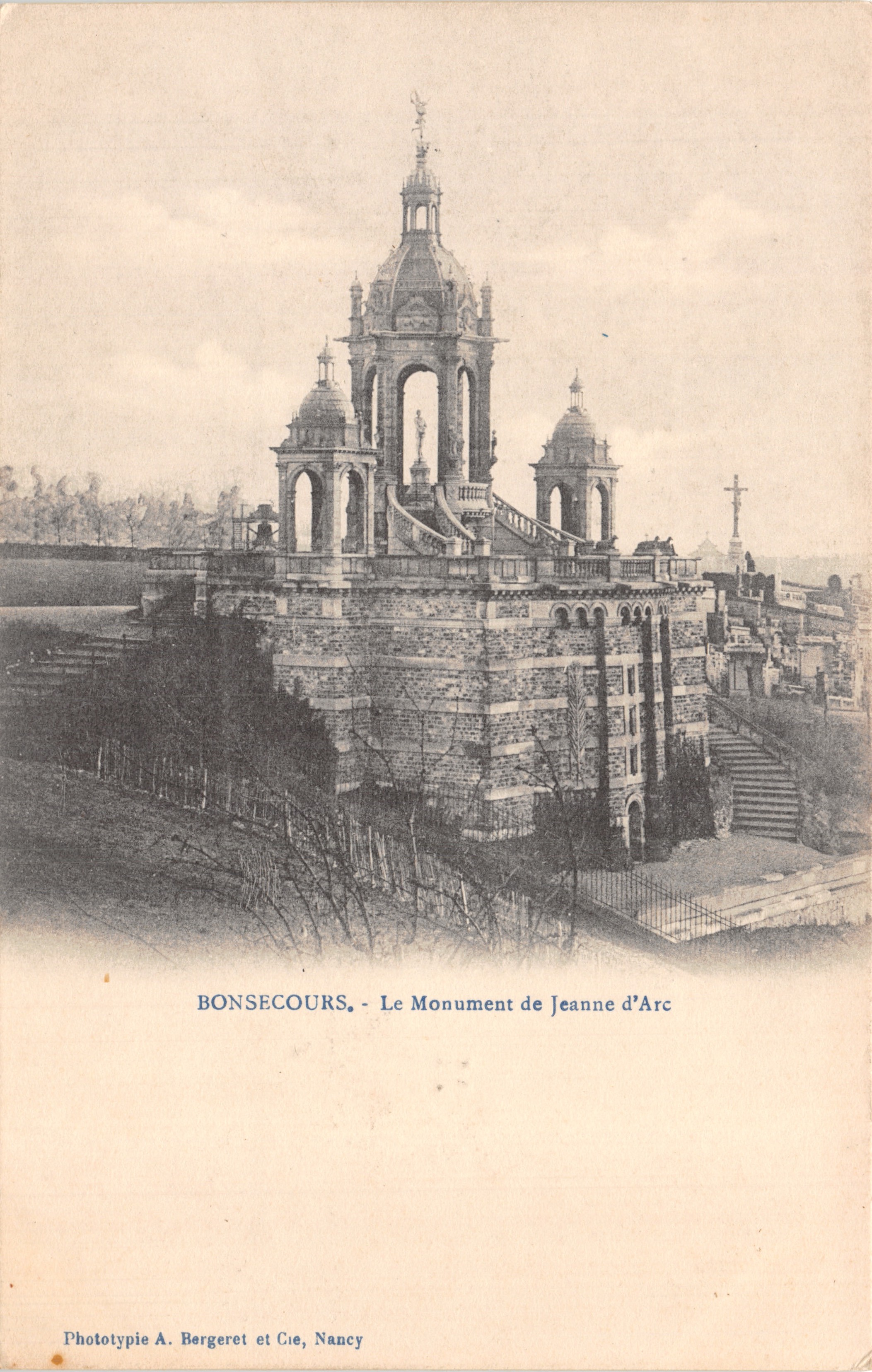 Bonsecours - Vista del monumento de Juana de Arco — Editor Phototypie A. Bergeret et Cie, Nancy