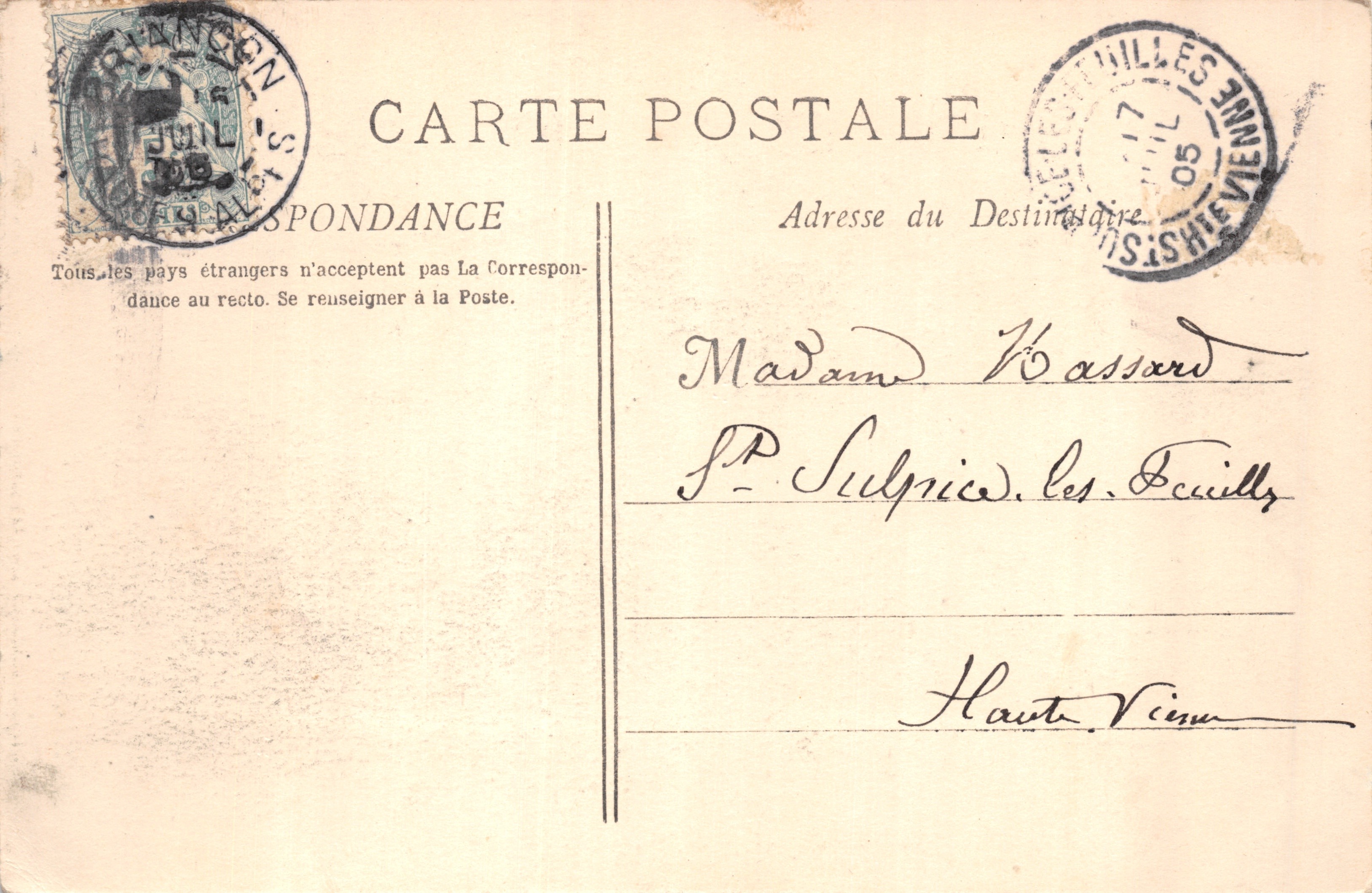 Marseille - Il Municipio — editore Phototypie E. Lacour, n. 6 — Verso