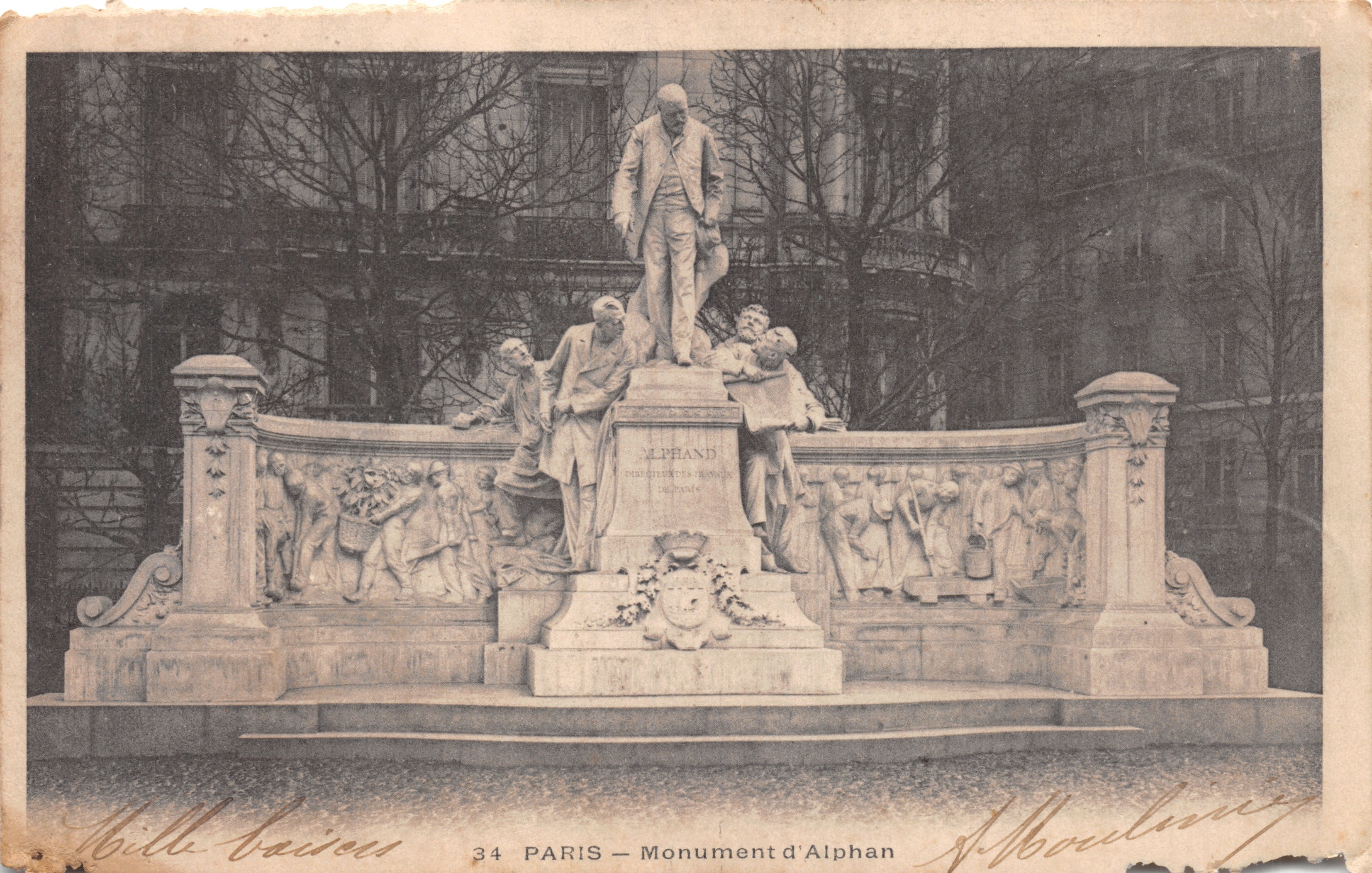 París — Monumento de Alphan (escultura monumental) — editor A. Bourdury, n.º 34