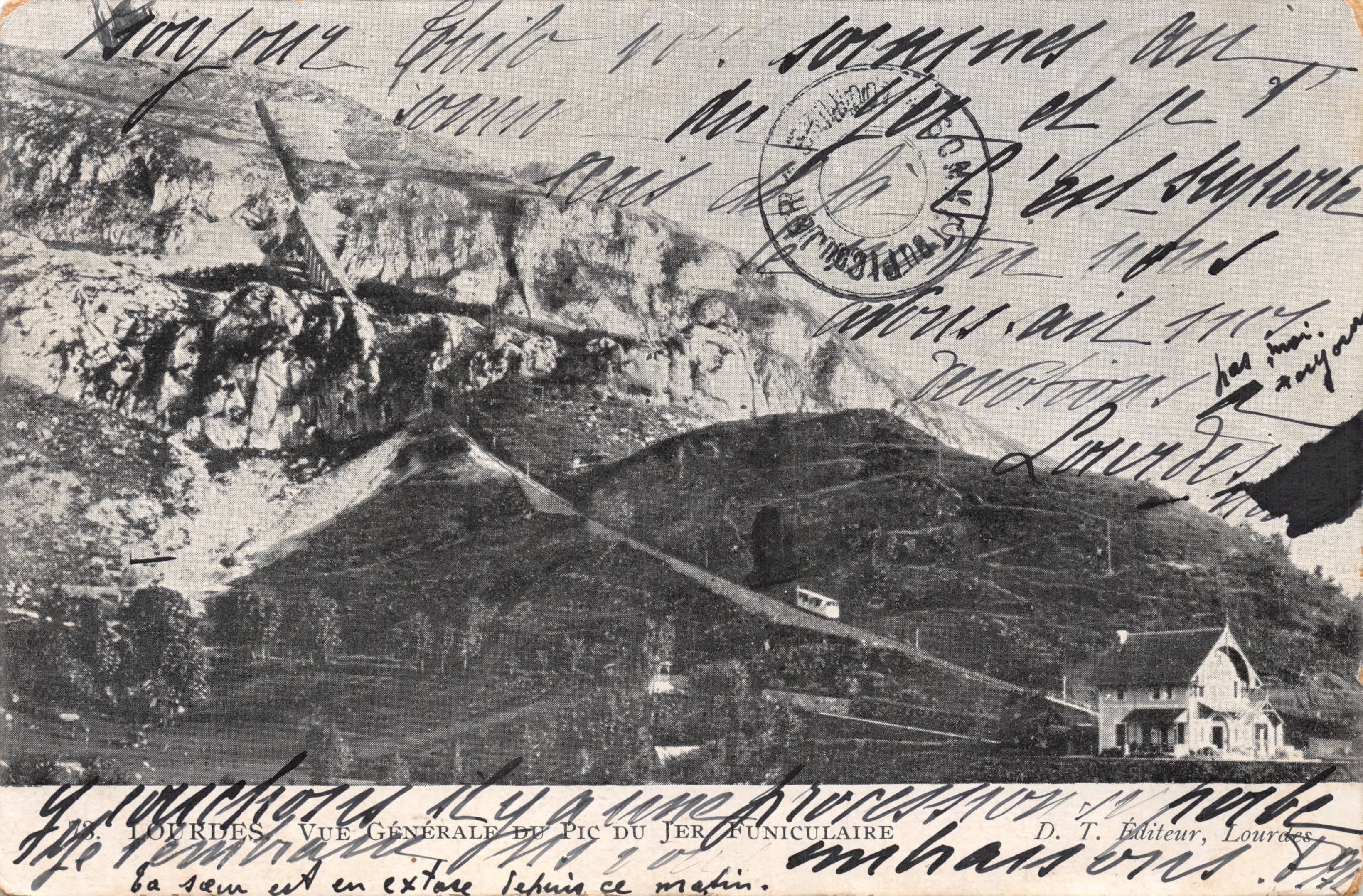 Lourdes — Vue Générale du Pic du Jer Funiculaire — D. T. Éditeur, Lourdes