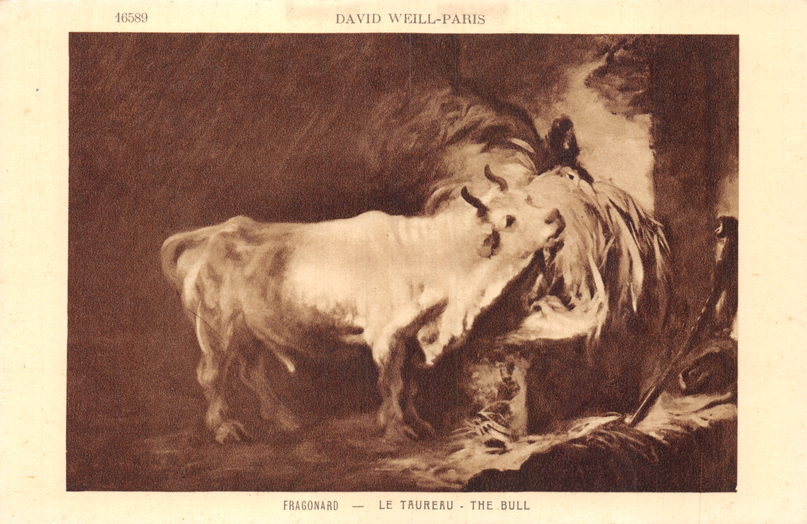 El Toro — reproducción de la obra de Fragonard — editor David Weill-Paris n° 16589