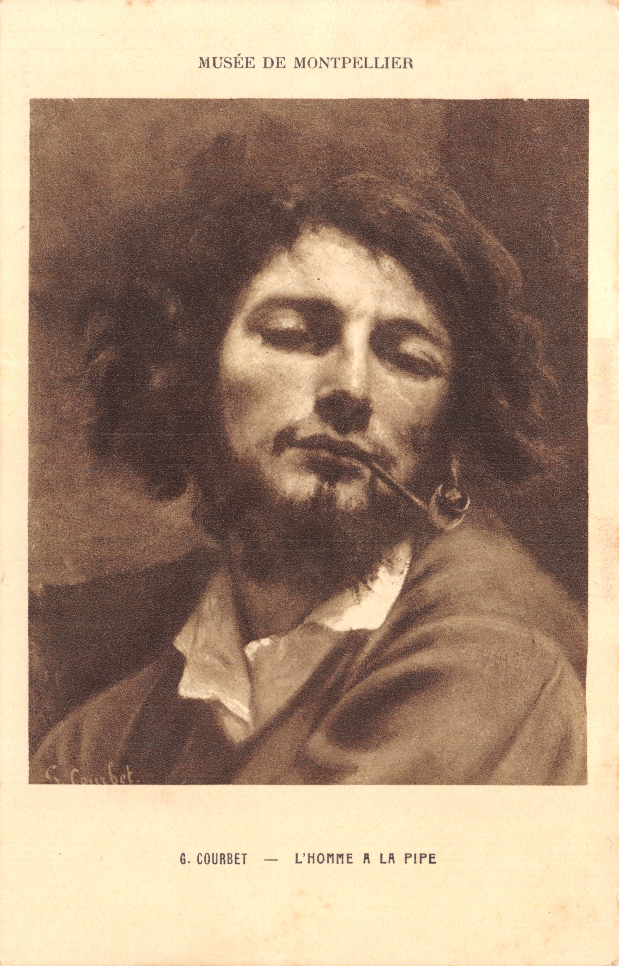 Museo di Montpellier — G. Courbet — L'uomo con la pipa — editore BRAUN & Cie, Stampa & Edizione (Francia)