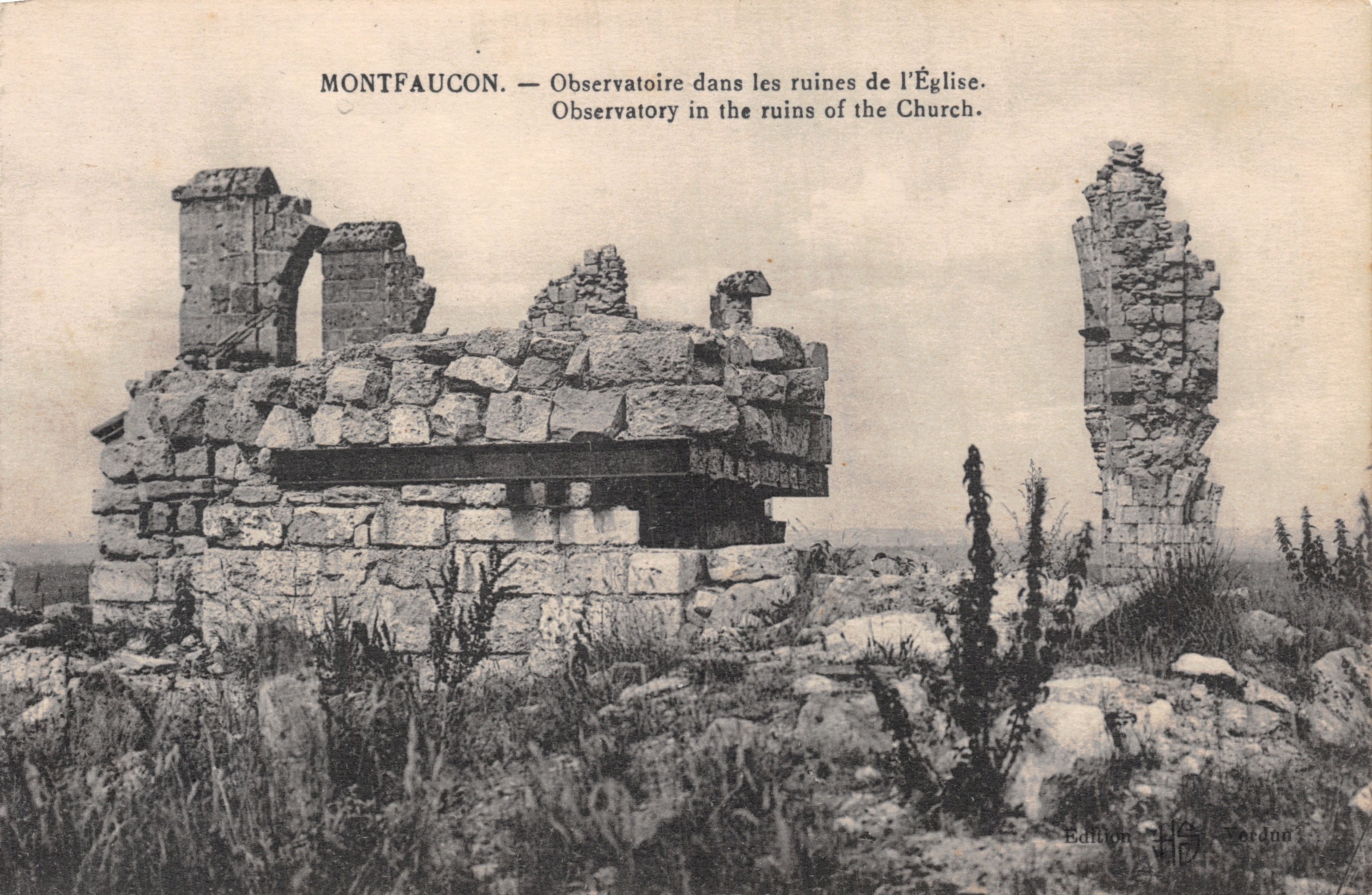 Montfaucun — View of an Observatory in the Ruins of the Church — Edition H. Gordan