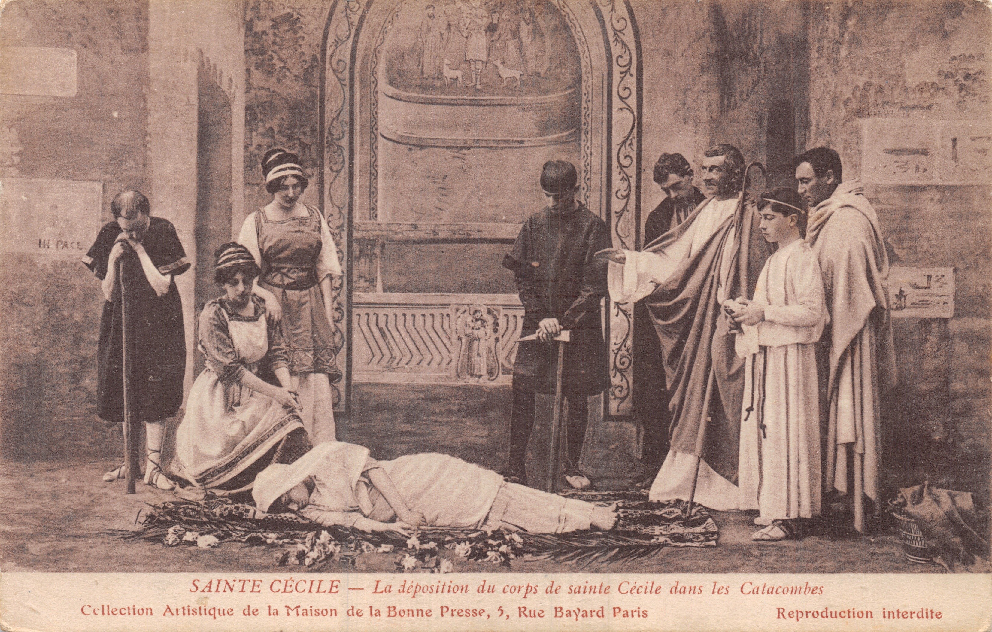 Saint Cecile — Die Beisetzung des Körpers der heiligen Cecile in den Catacomben — Künstlerische Sammlung der Maison de la Bonne Presse, 5, Rue Bayard Paris