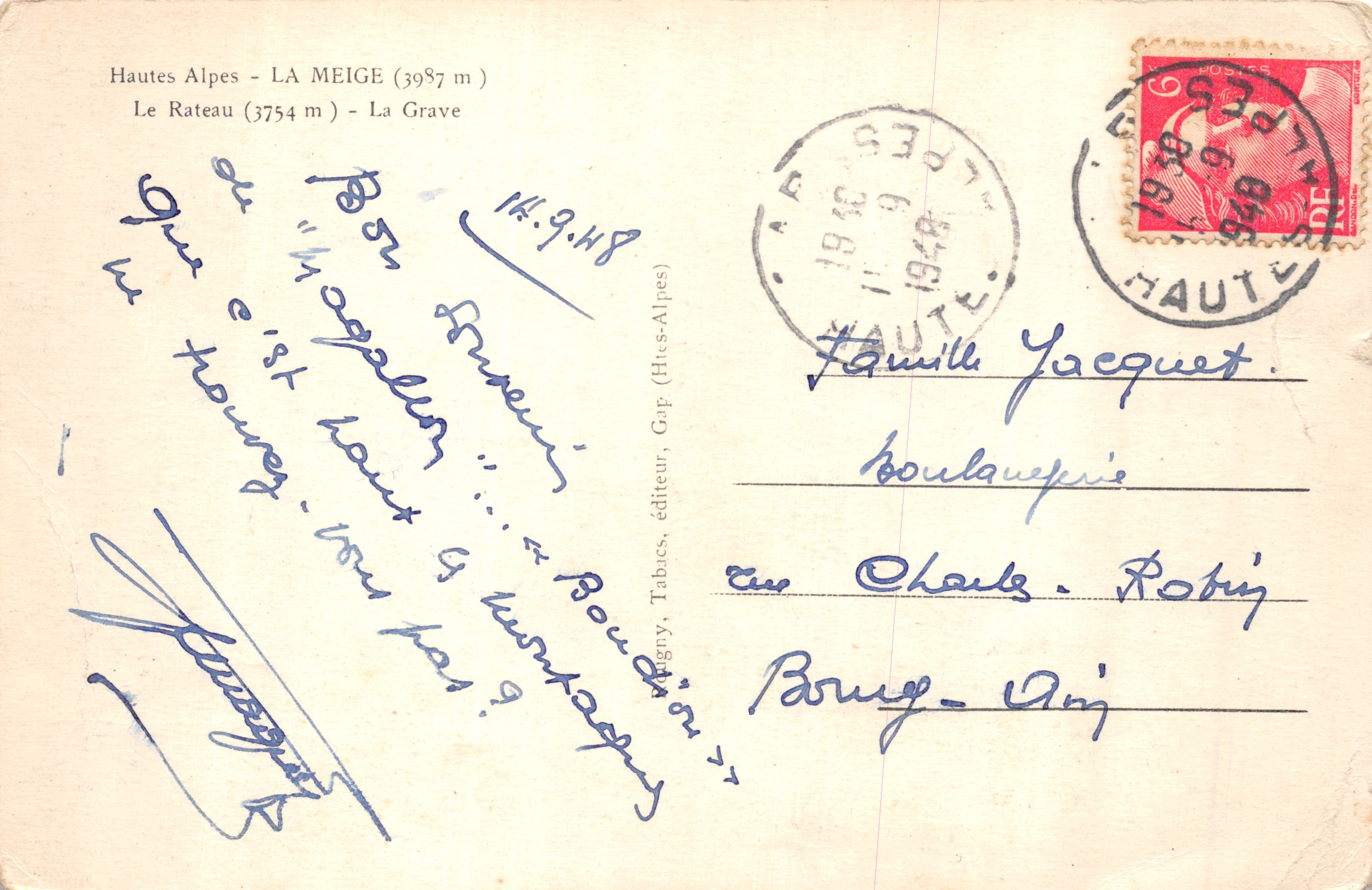 Alpes altas — LA MEIGE (3987 m) — Le Rateau (3754 m) — La Grave — editor Tabacs, Garp (Hes-Alpes) — Reverso