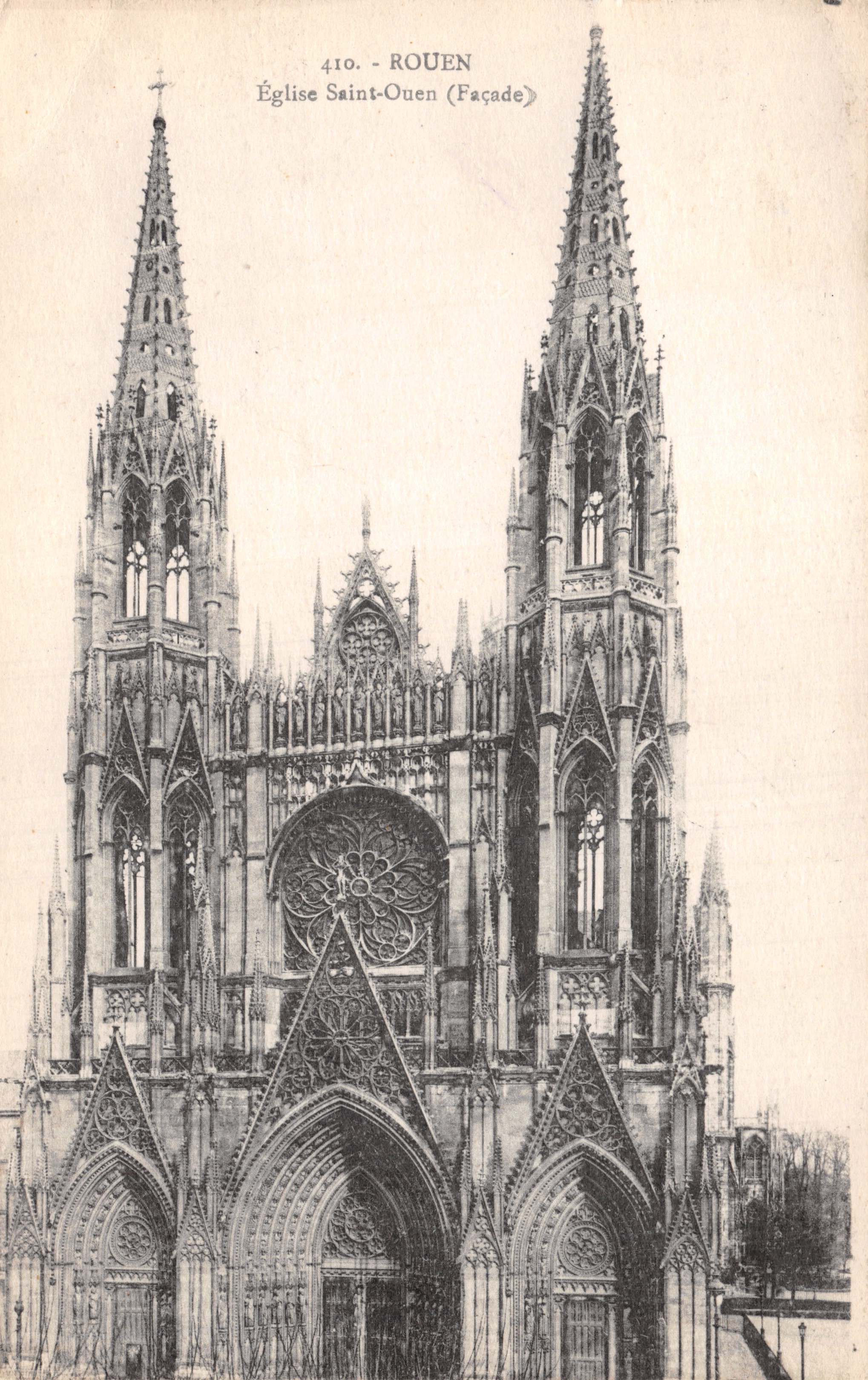 Rouen — Kerk Saint-Ouen (Voorzijde) — Kaarten 'La Cigogne', nr. 410