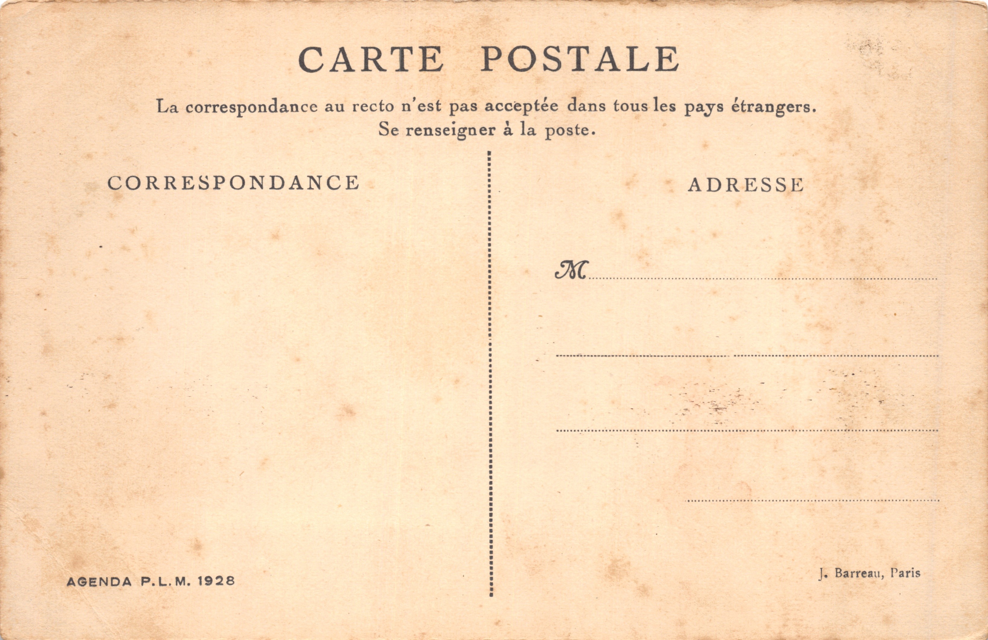 Arles — Klooster Saint-Trophime — uitgever Agenda P.L.M. 1928 — Achterkant