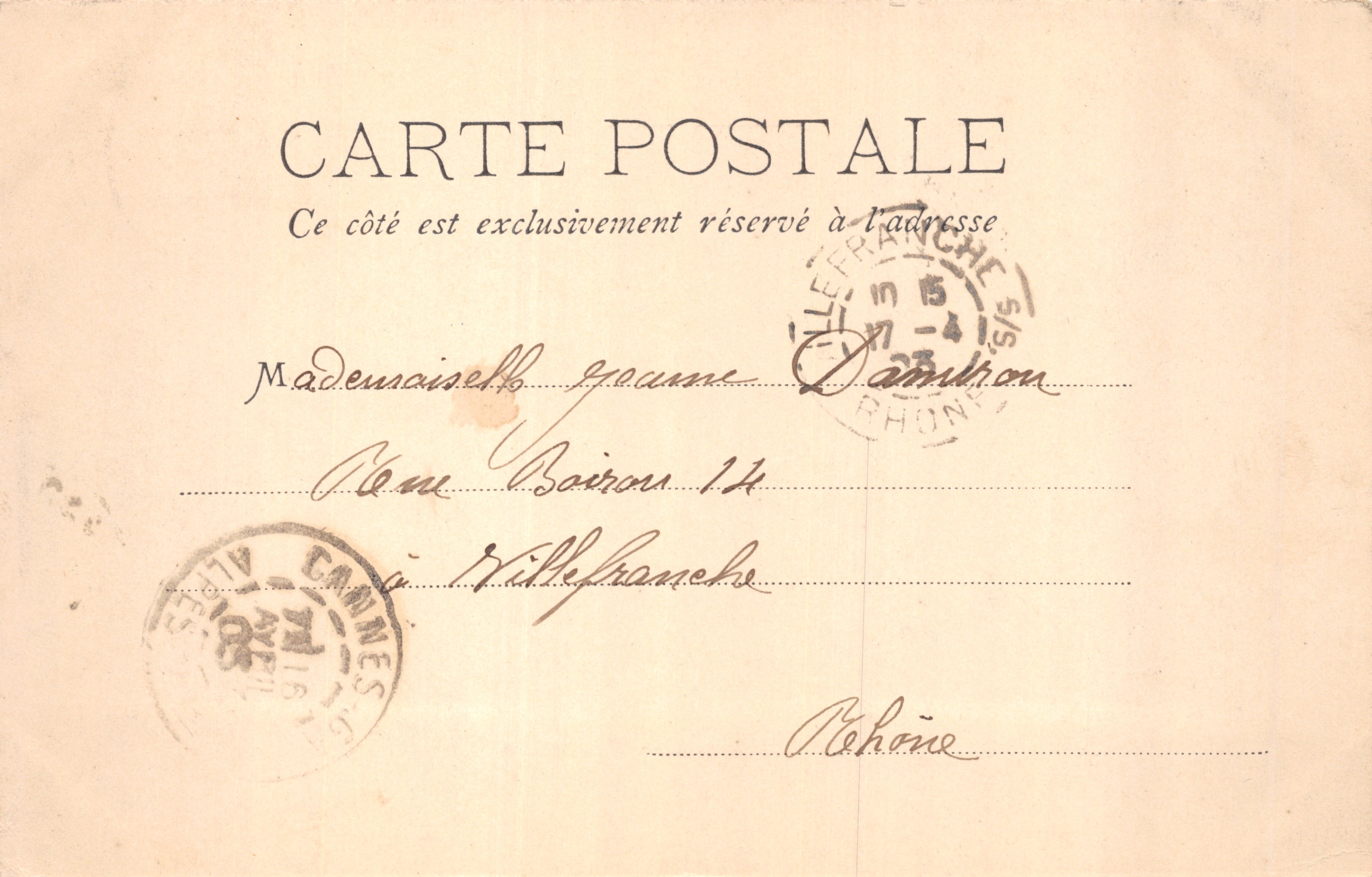 Isola di St. Honorat — Monastero — Edit. W. Stocker, Cannes n°192 — Verso