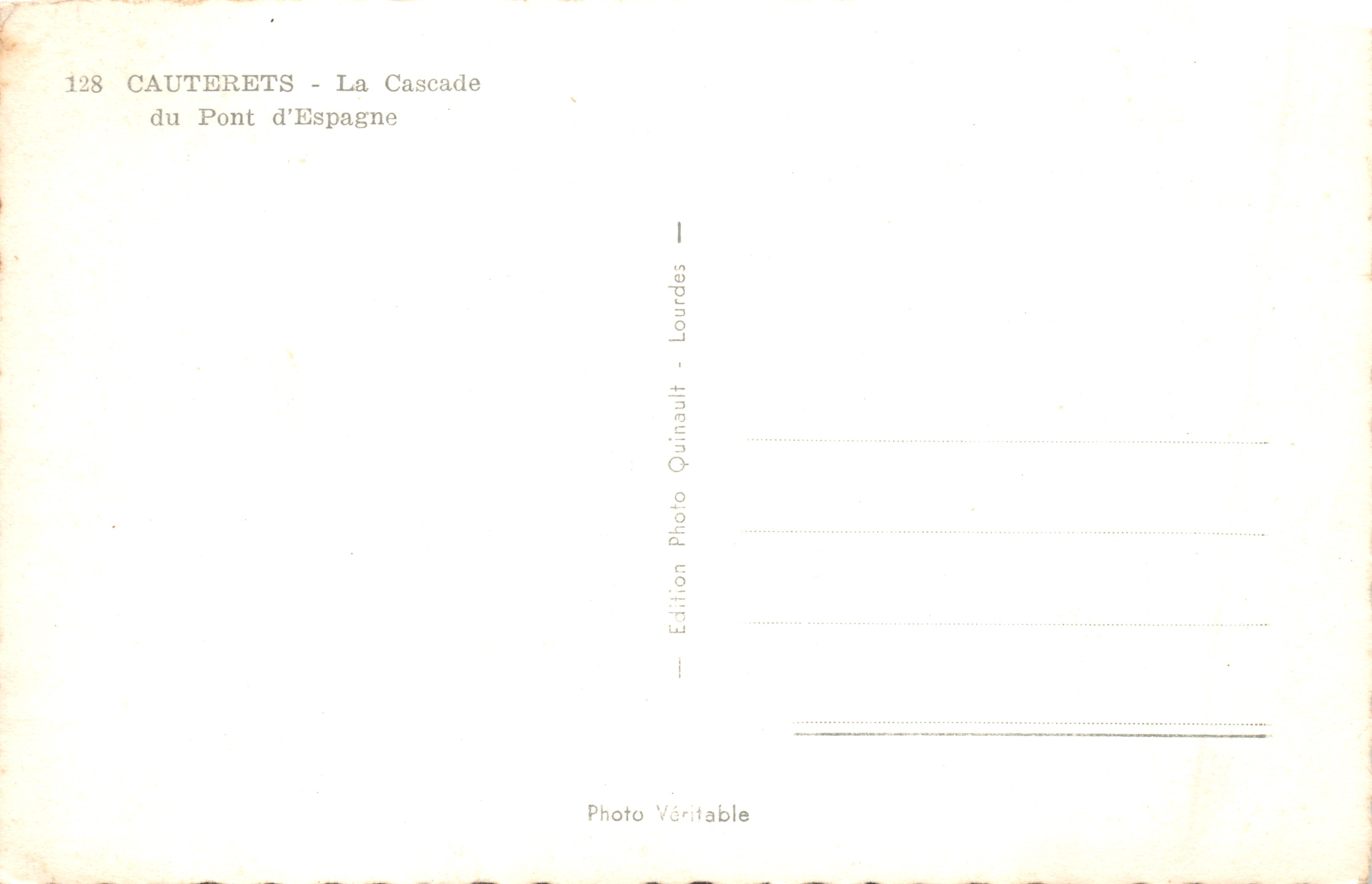 Cauterets — De cascade van de Pont d'Espagne — Editie Quinault - Lourdes — Achterkant