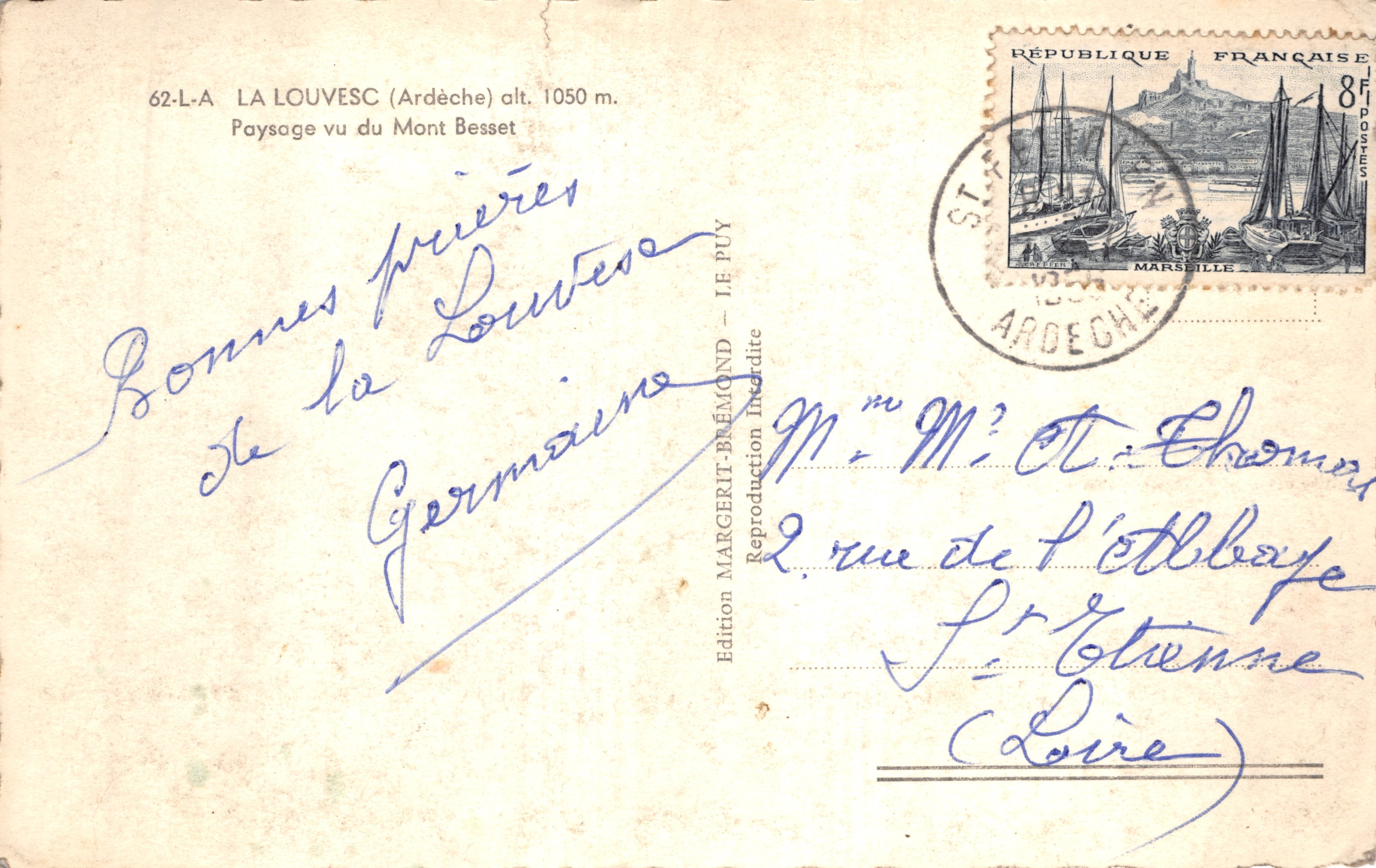 La Louvesc (Ardèche) — vista del paesaggio dal Mont Besset — Edizione EINO — Verso