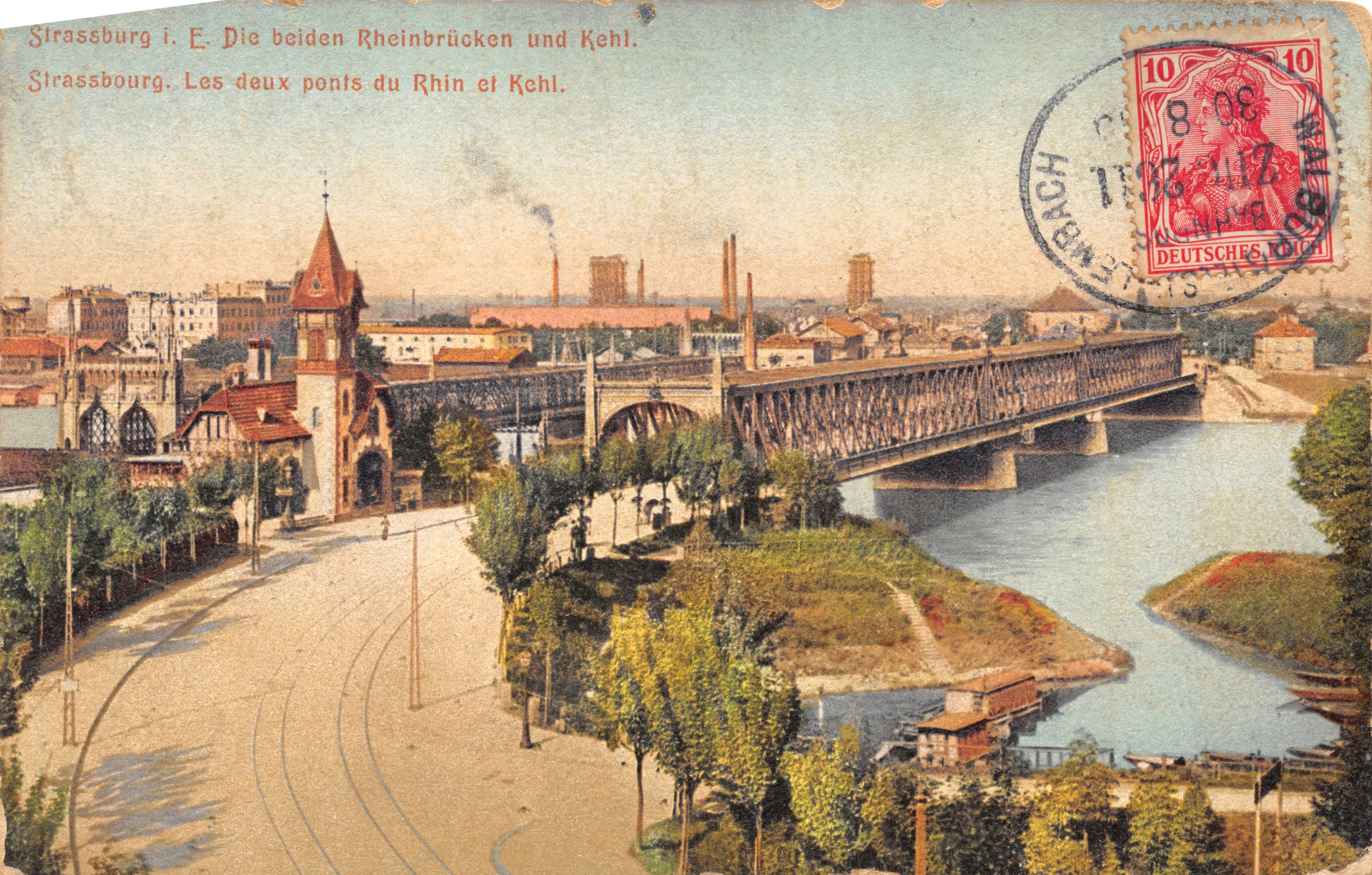 Strasbourg i. E. — I due ponti del Reno e Kehl — editore Félix Lüib, Strasbourg i. E.
