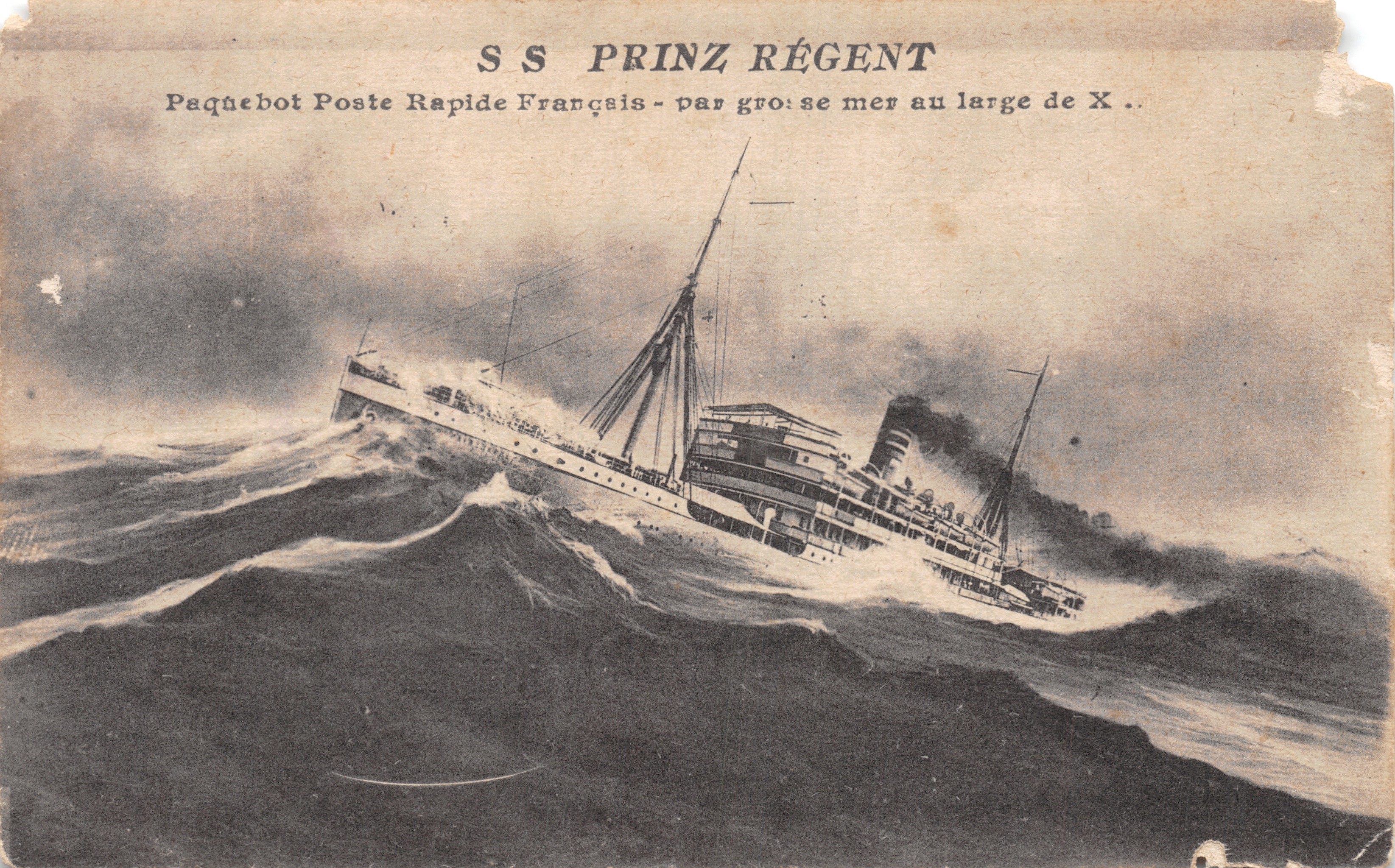 S.S. PRINZ RÉGENT — paquebot poste rapide français en mer au large de X.. — éditeur non identifié