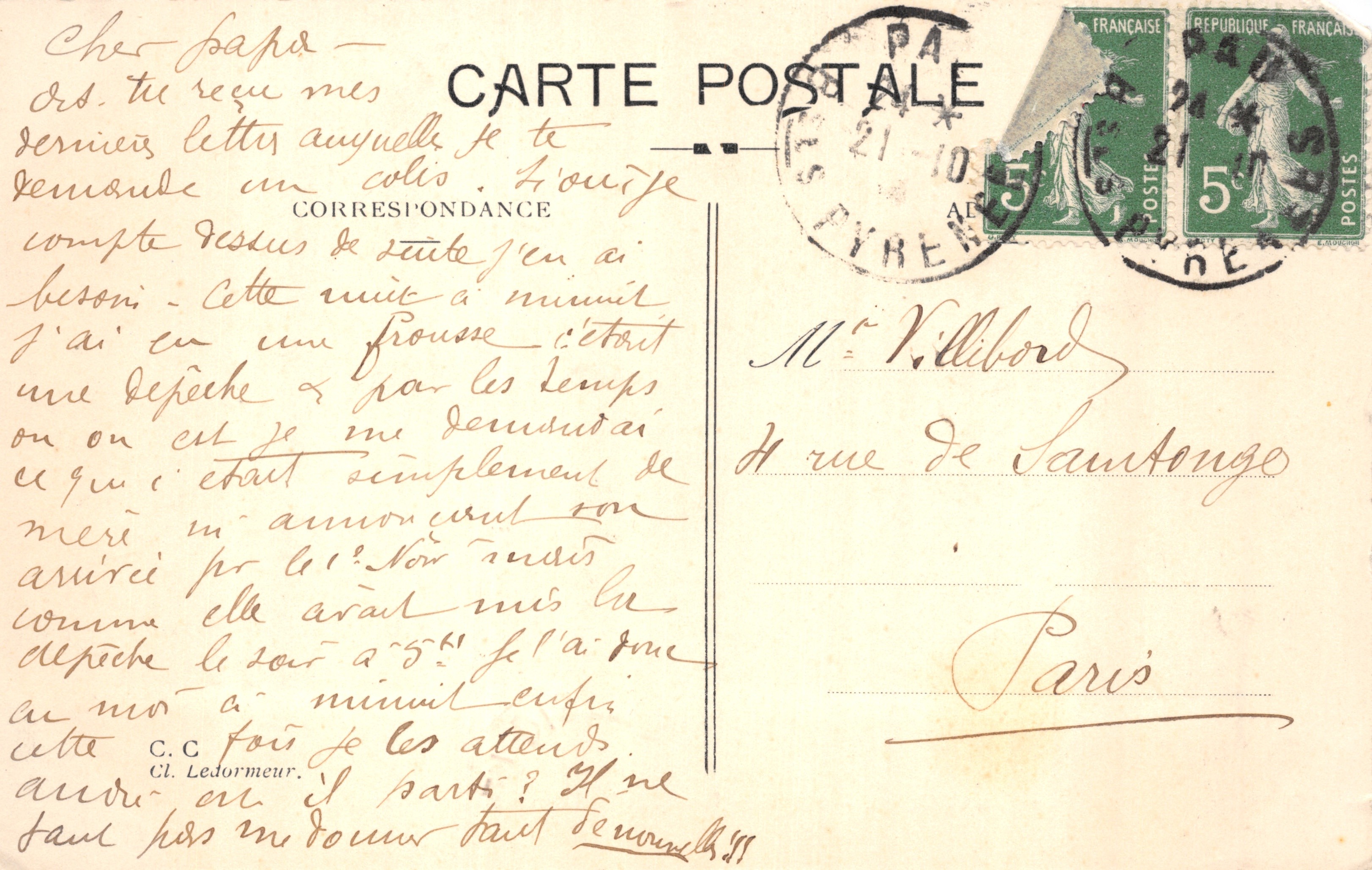 Le Tre Sorelle, de las Luceras (alt. 3.007 m.) — GAVARNIE — Editore GAVARNIE, n. 105 — Verso