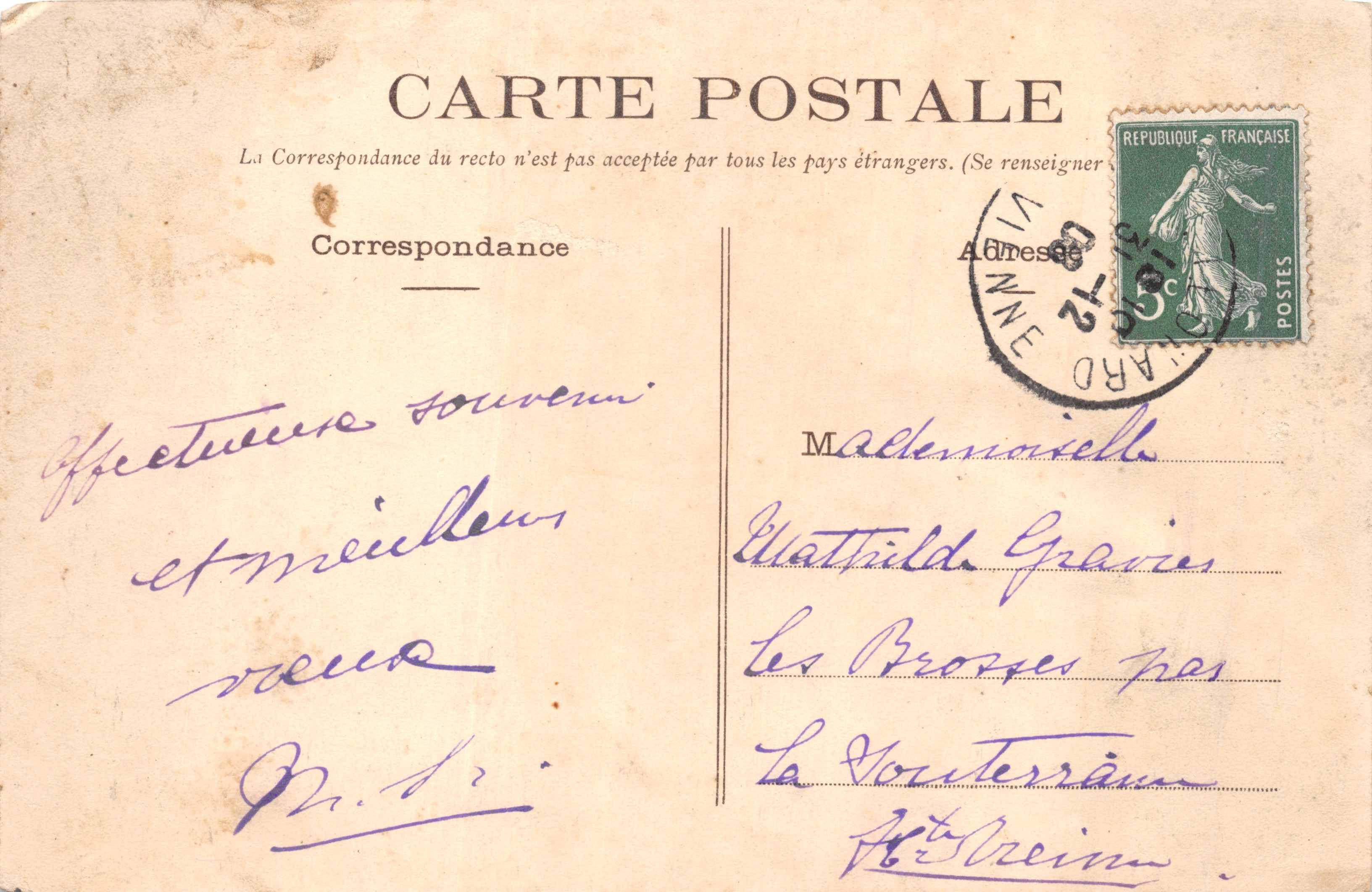 St-Léonard (Hauts-Vosges) — El retablo de la iglesia — L. Maréchal, Jeune, Editor — Reverso