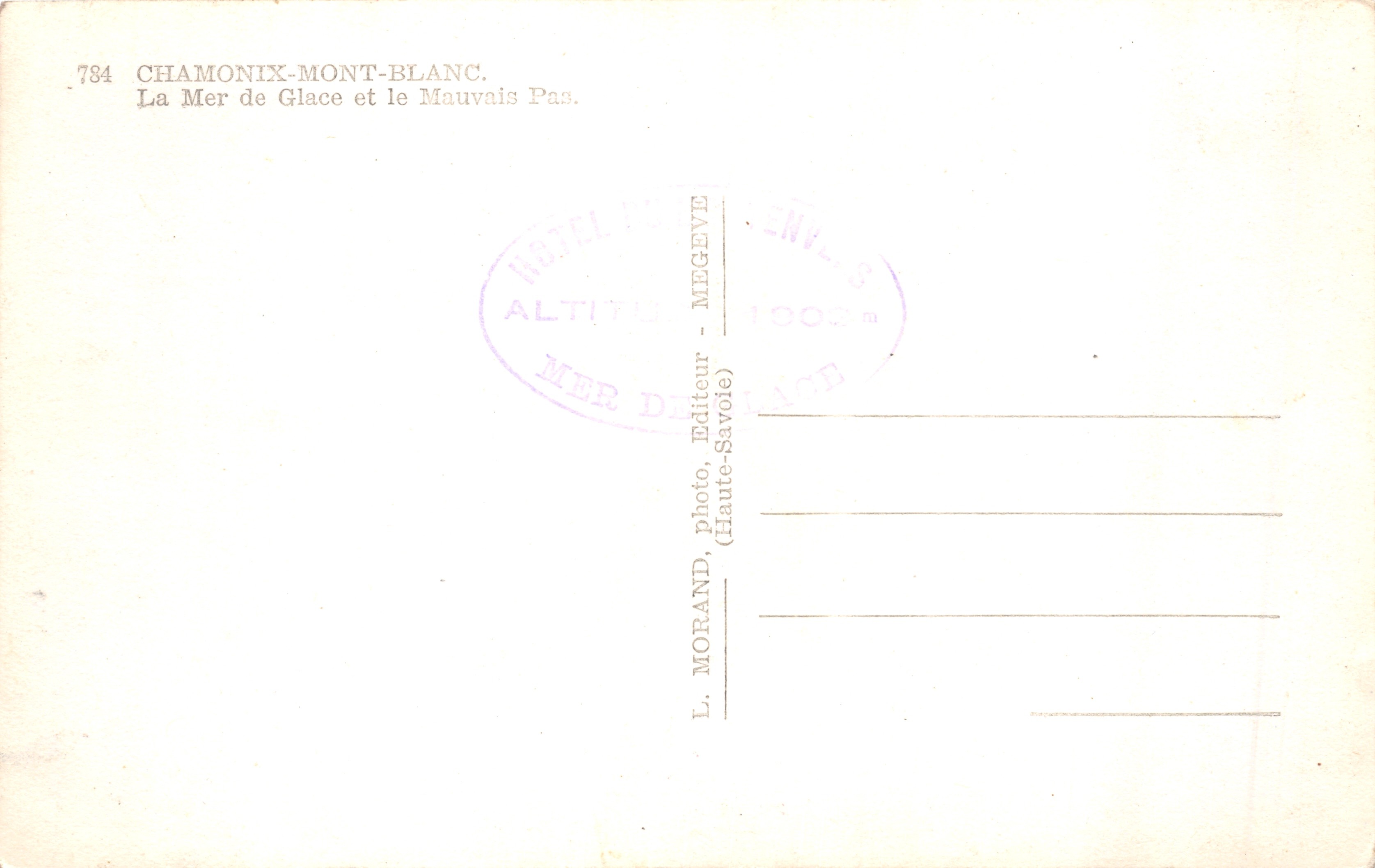 Chamonix-Mont-Blanc — La Mer de Glace et le Mauvais Pas — L. MORAND, éditeur (Haute-Savoie) — Achterkant