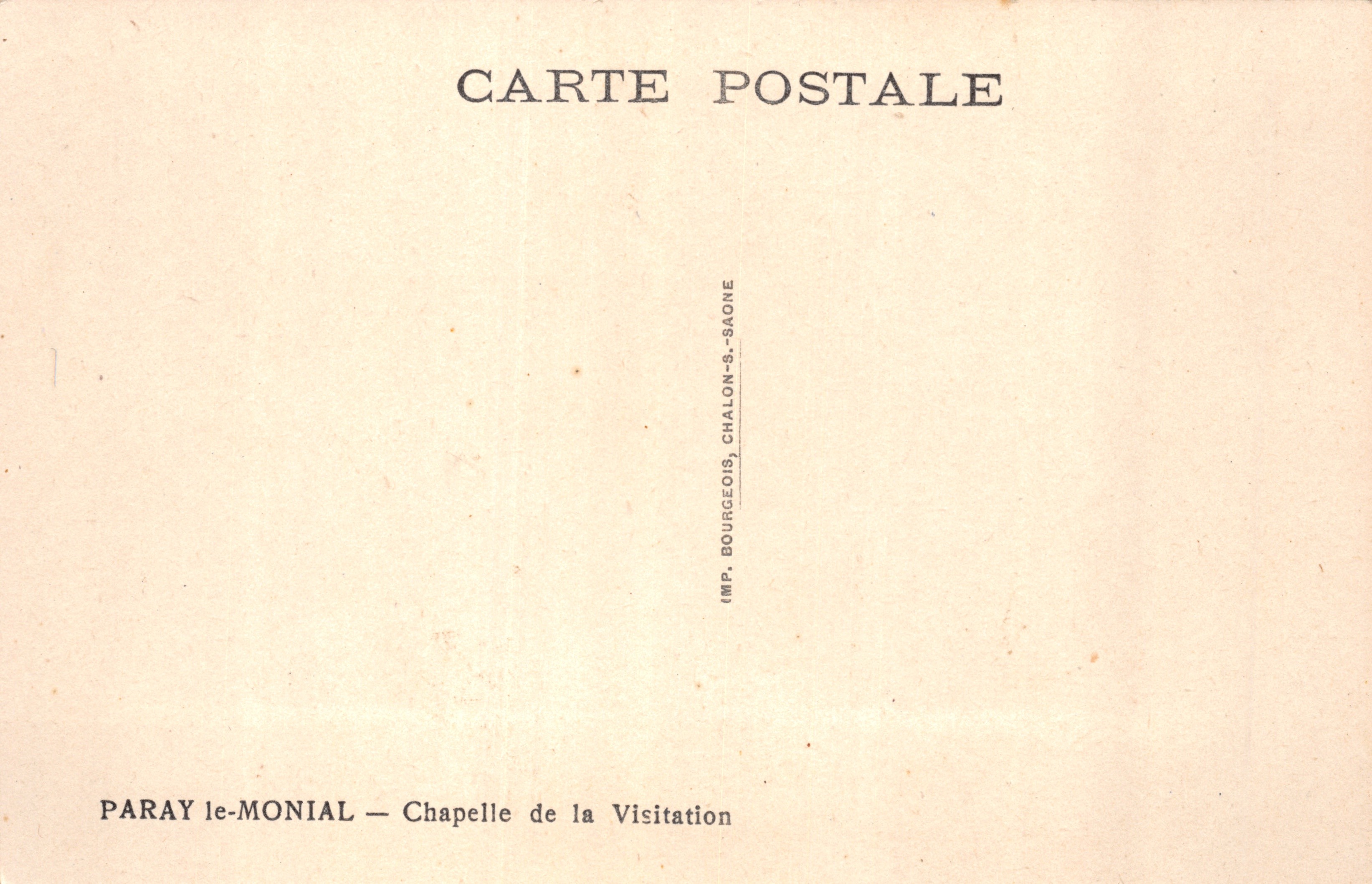 Paray-le-Monial — Kapel van de Visitation — IMPRIMÉ SUR LA CARTE — Achterkant