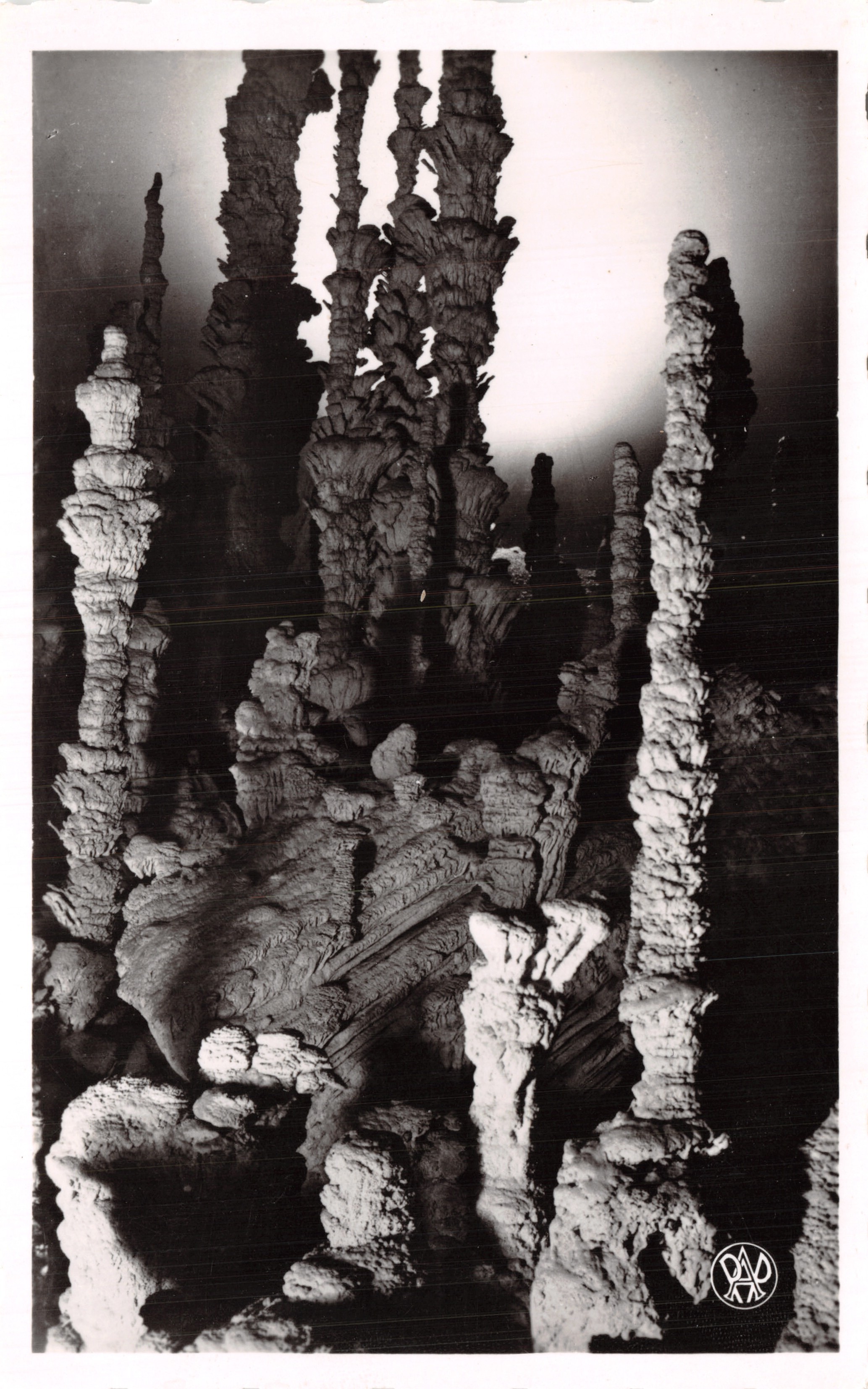 Aven d'Orgnac (Ardèche) — Stalagmietgroep (Detail) — Foto Albert Perret