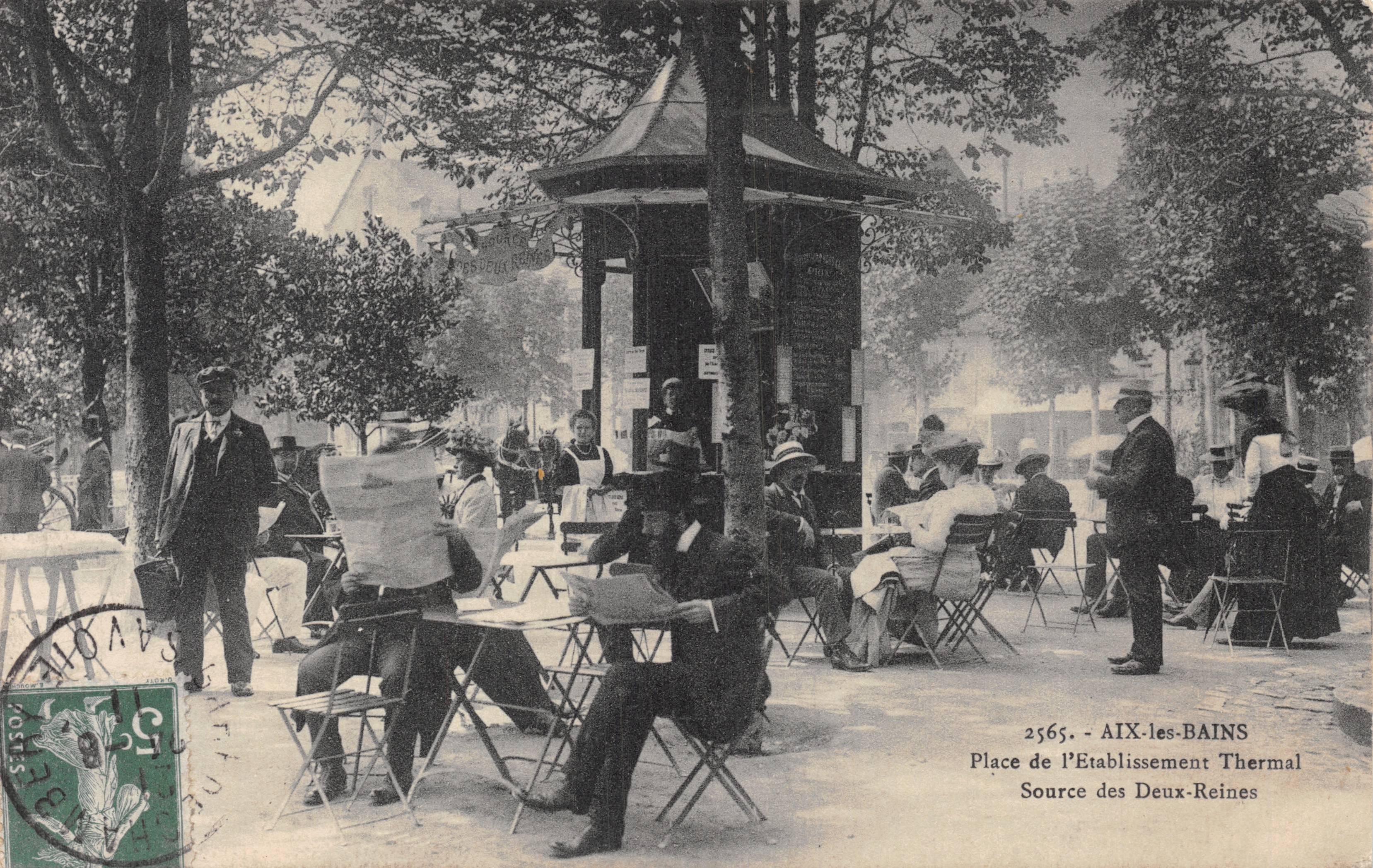 Aix-les-Bains — Plac Instytutu Termalnego, źródło Dwie Królowe — wydawca AIX-LES-BAINS, nr 2565