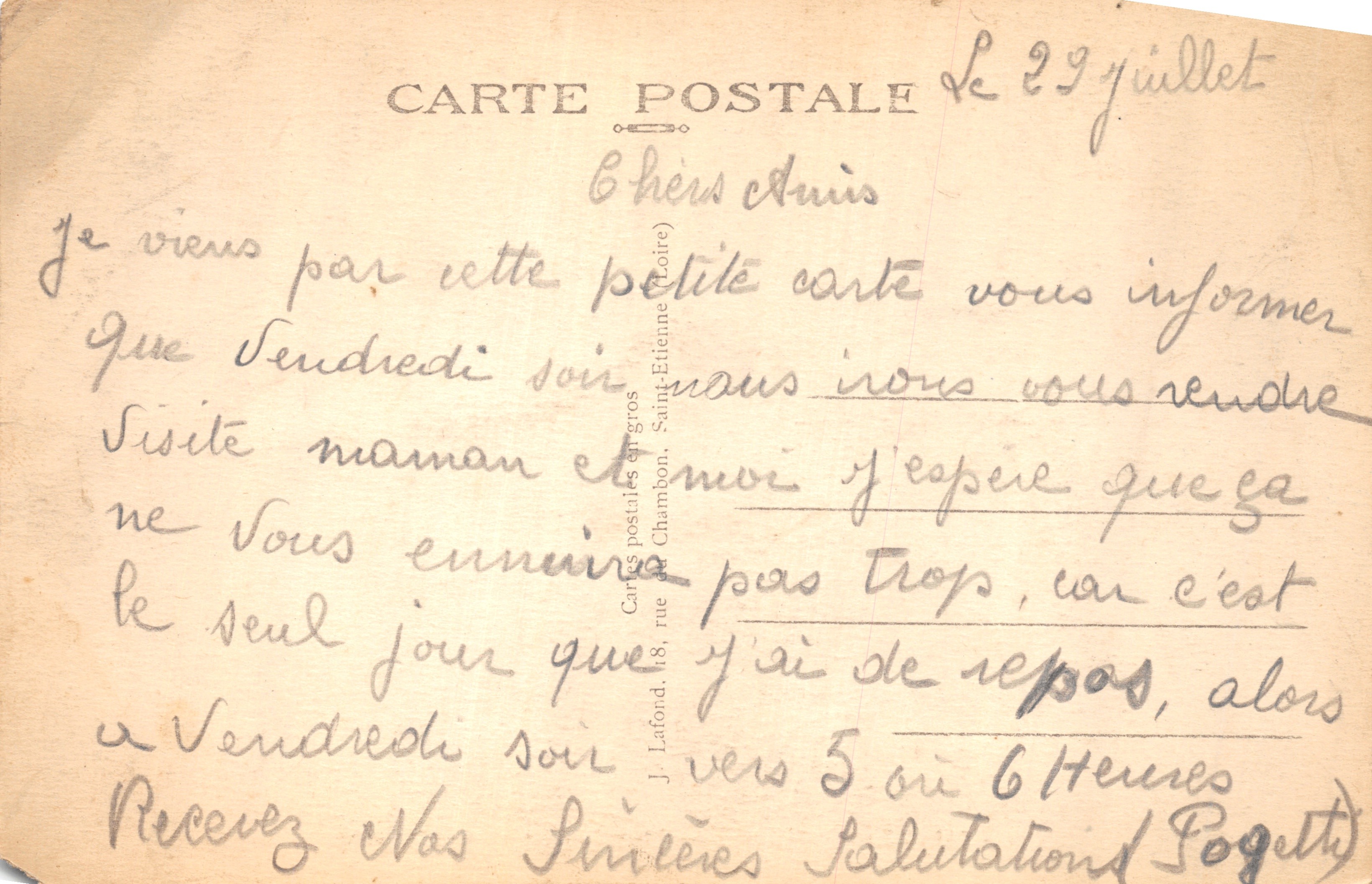 SAINT-ETIENNE (Loire) — Place Jean-Jaurès et la Préfecture — éditeur La Loire Illustrée, n°44 — Verso