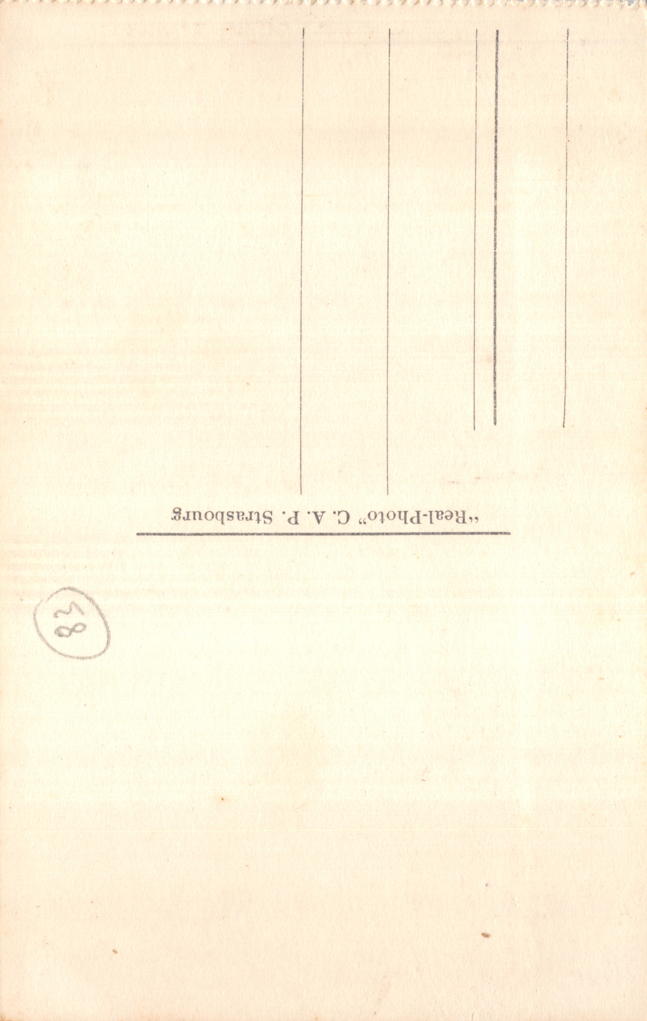 St-Raphaël — The Beach — Publisher C.A.P. Strasbourg, no. 86 — Back