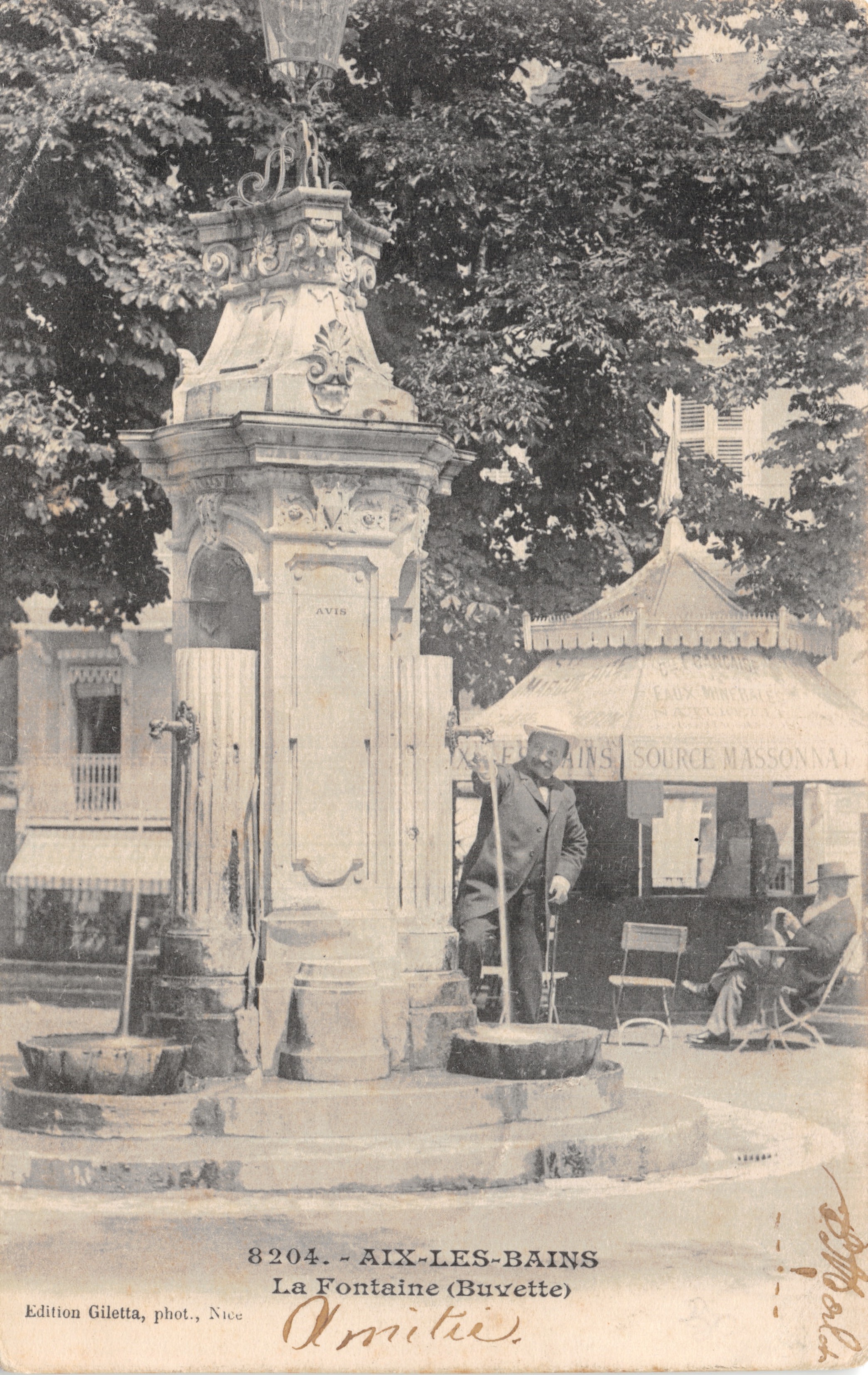 Aix-les-Bains — La Fontaine (Buvette) — Edición Giletta, foto de Nice, n° 8204