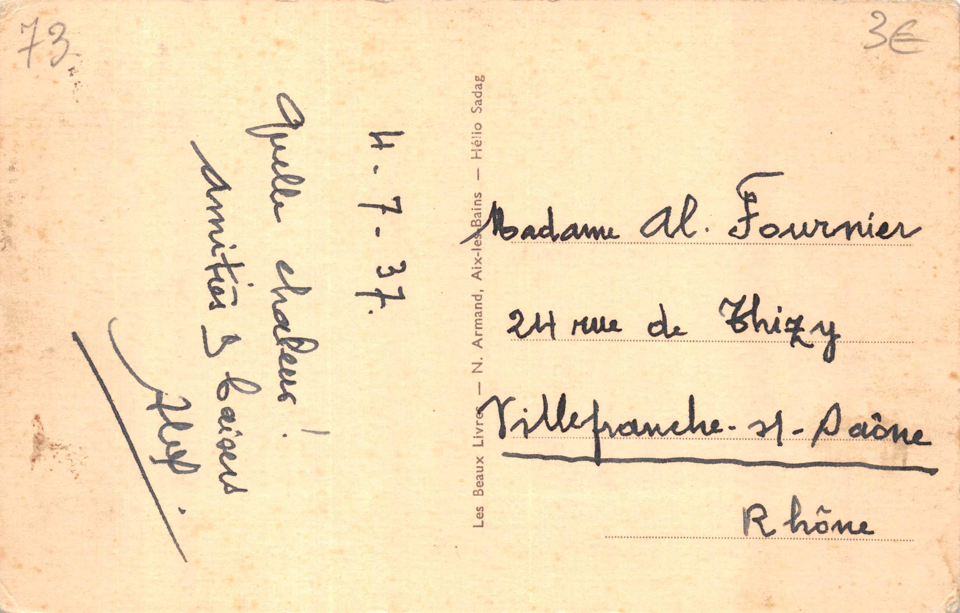 Aix-les-Bains — La Playa. El Rincón de los Niños. (Pétriaux, arch.) — Reverso
