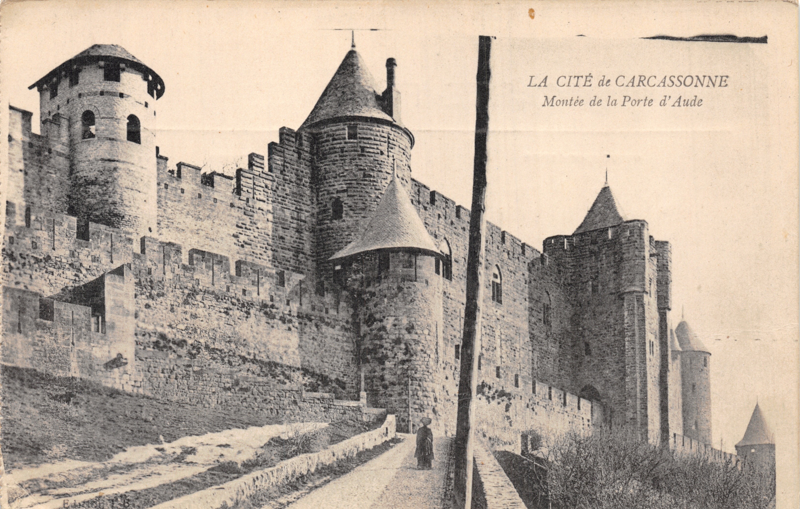 Carcassonne — Salita alla Porta d'Aude — Editore E. Lefebvre & Cie