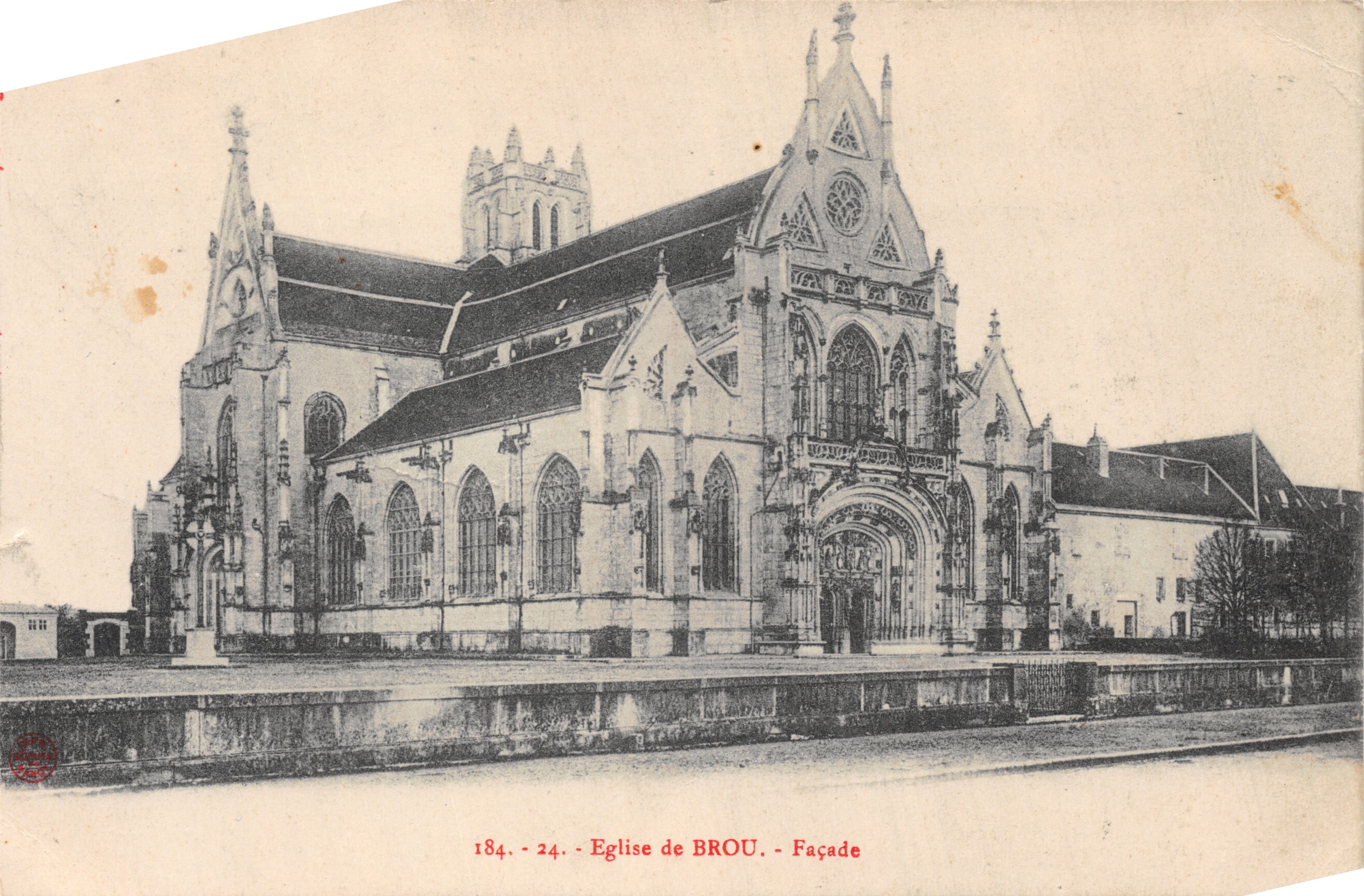 Iglesia de Brou — Fachada — Editor impreso en la tarjeta, n.º 184-24