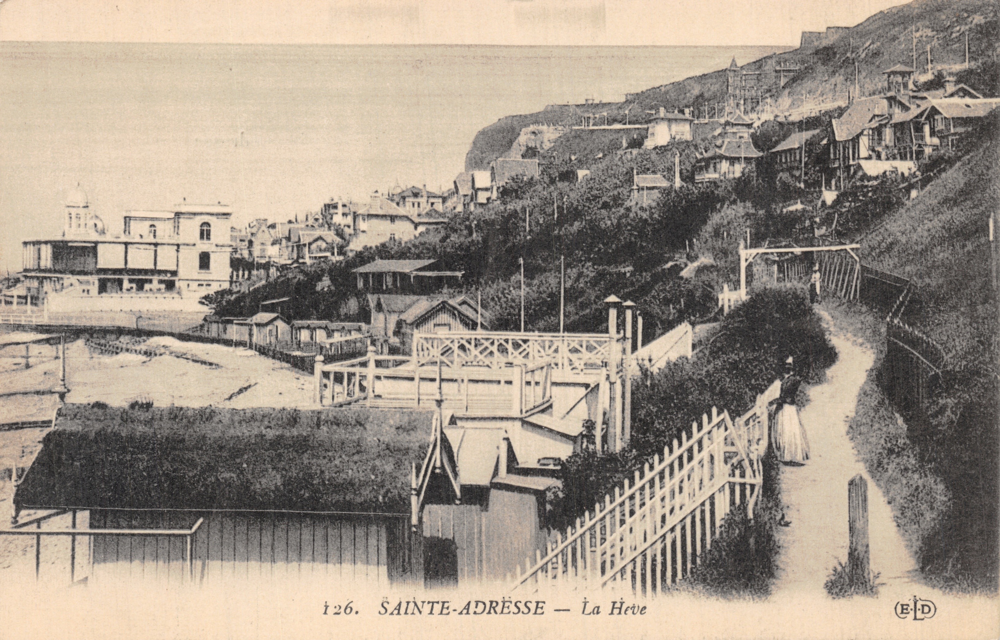 Sainte-Adresse — La Heve — Ansicht der Küste mit Weg und Haus