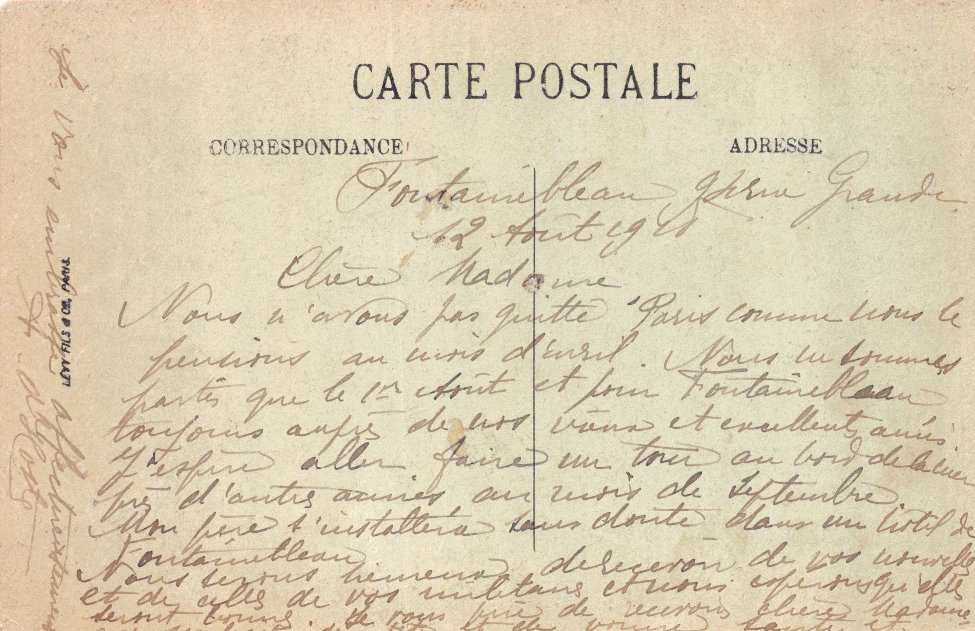 Fontainebleau — El Palacio — La Biblioteca — N.G. — n°66 — Reverso