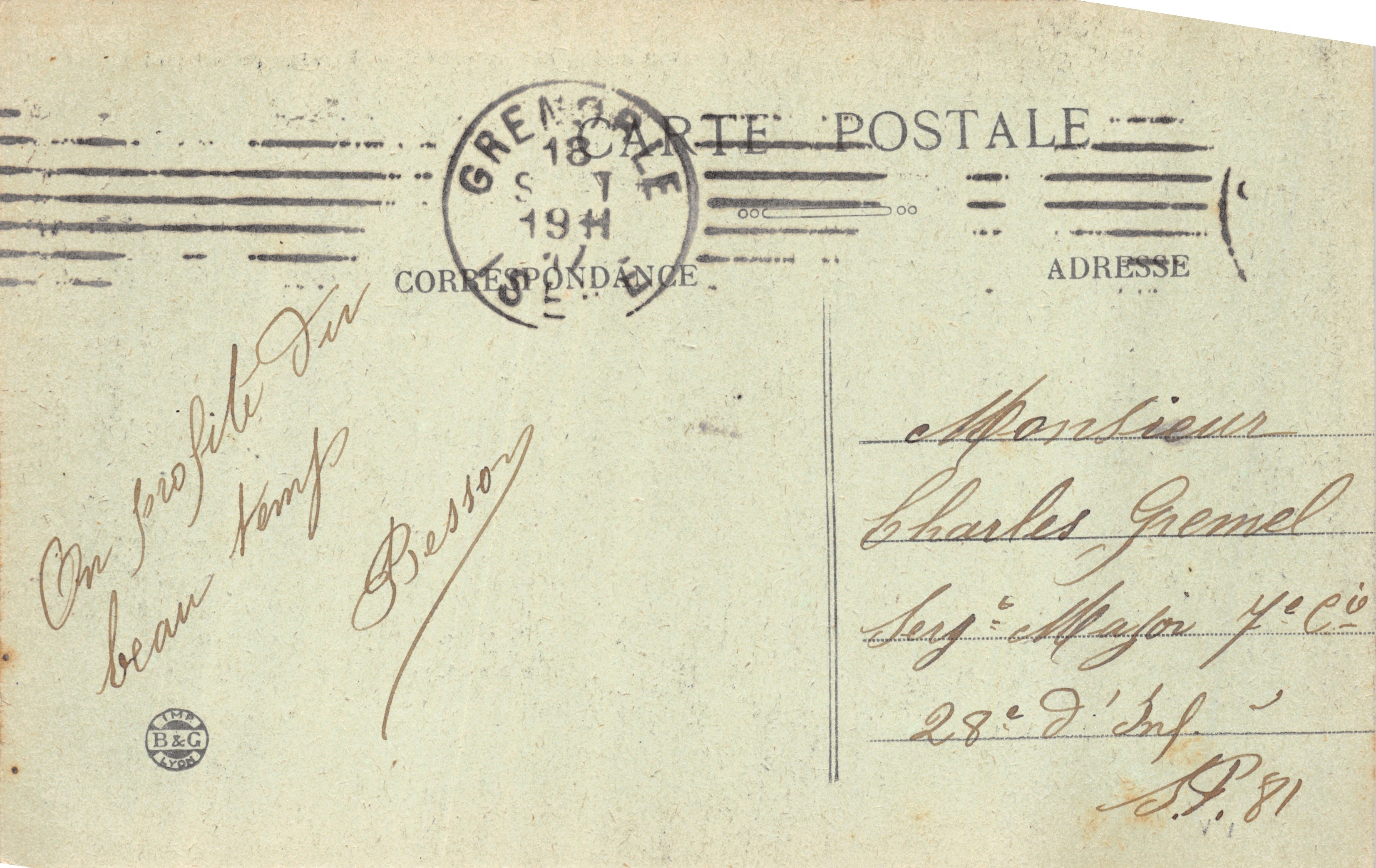Spoorweg van LA MURE — Overgang bij de Rivoire — CI. A.V. n°083 — Achterkant