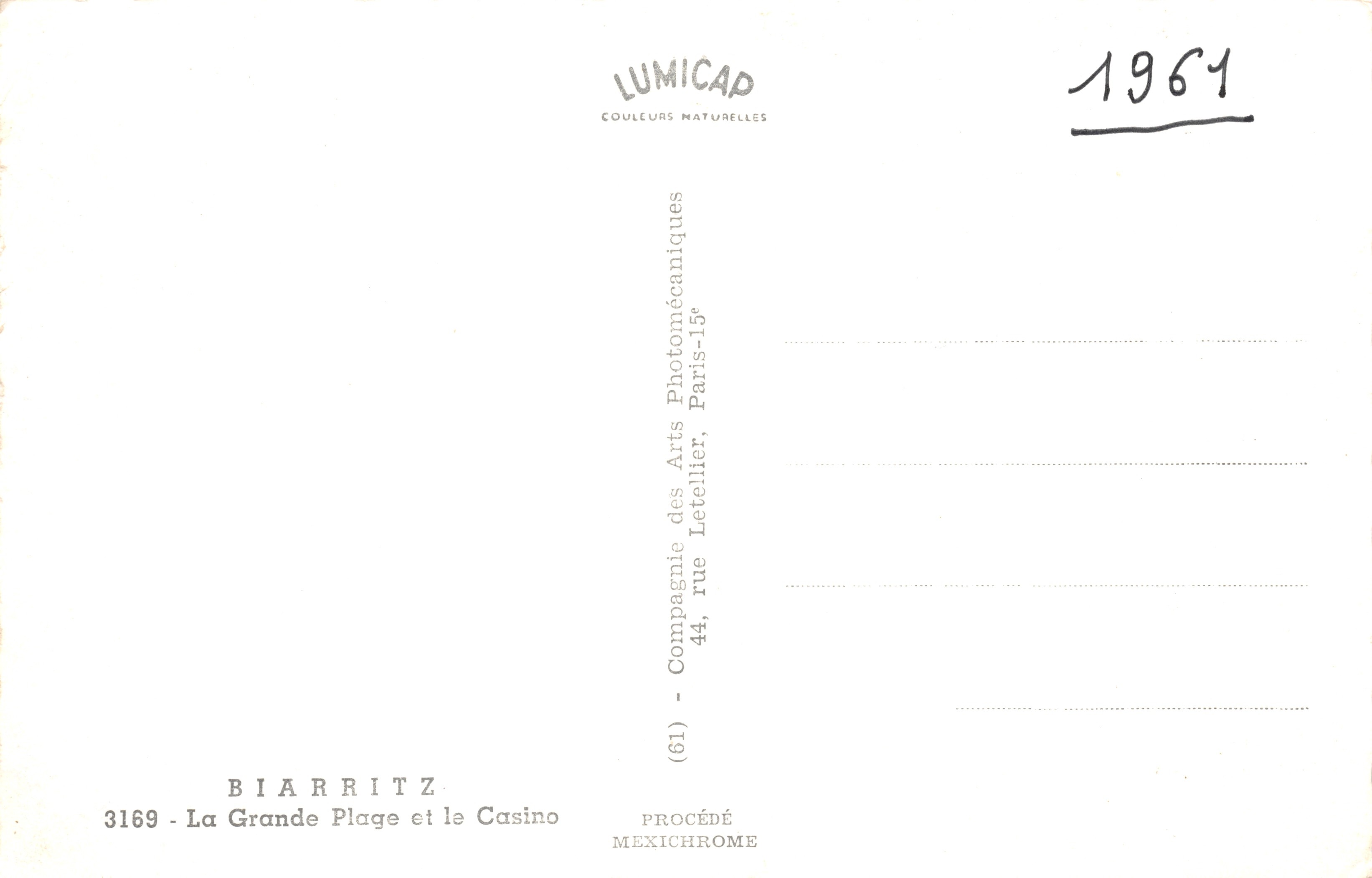 Biarritz — La Grande Plage e il Casinò — Lumicap — Verso