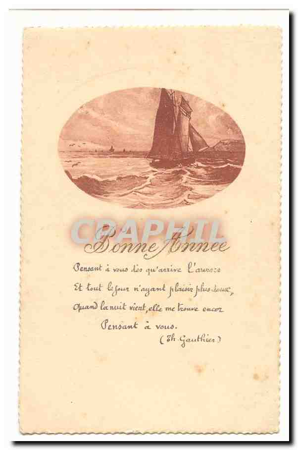 CPA Fantaisie Bonne annee (bateau)