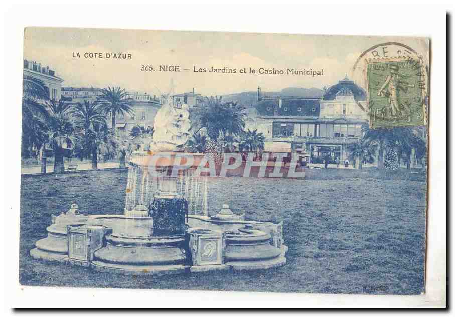 Nice CPA Les jardins et le casino municipal