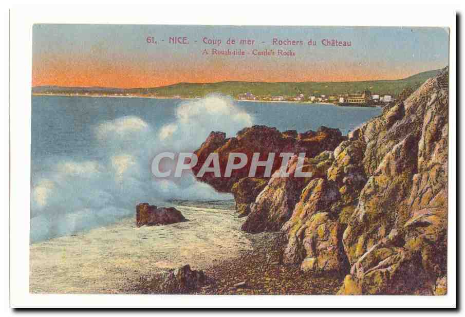 Nice CPA Coup de mer rochers du chateau