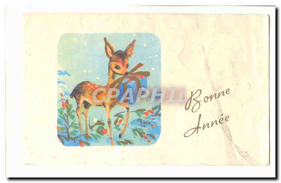 CPA Fantaisie Bonne annee (biche)