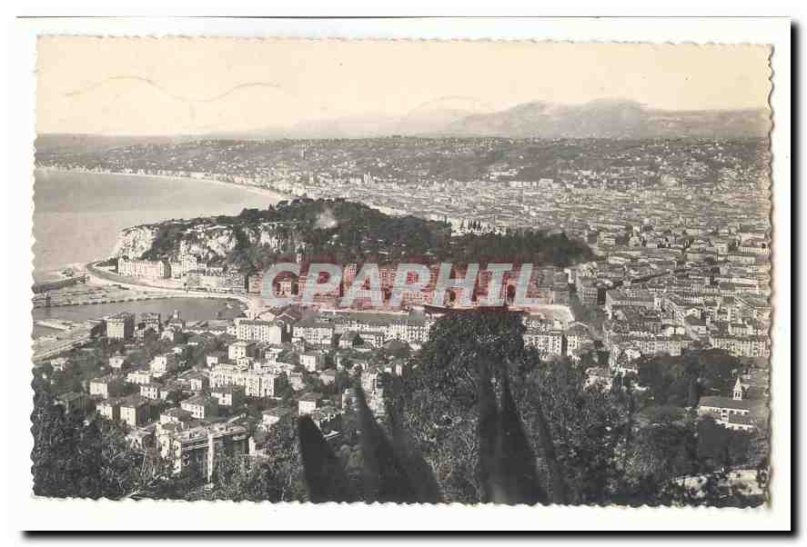 Nice CPA panorama port et ville