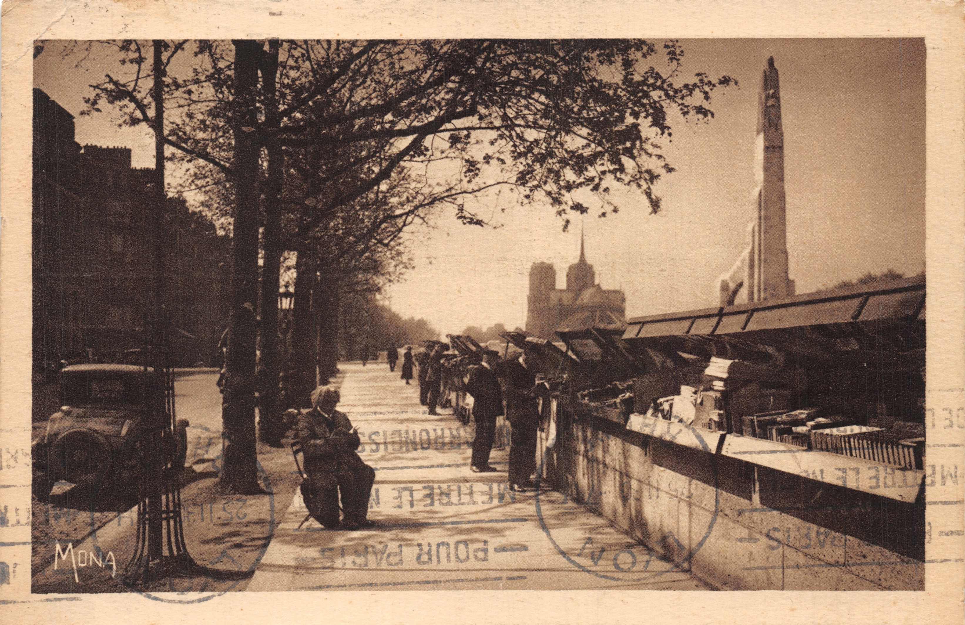 Los Pequeños Cuadros de París — Libreros cerca del Puente de la Tournelle — Edición Mona