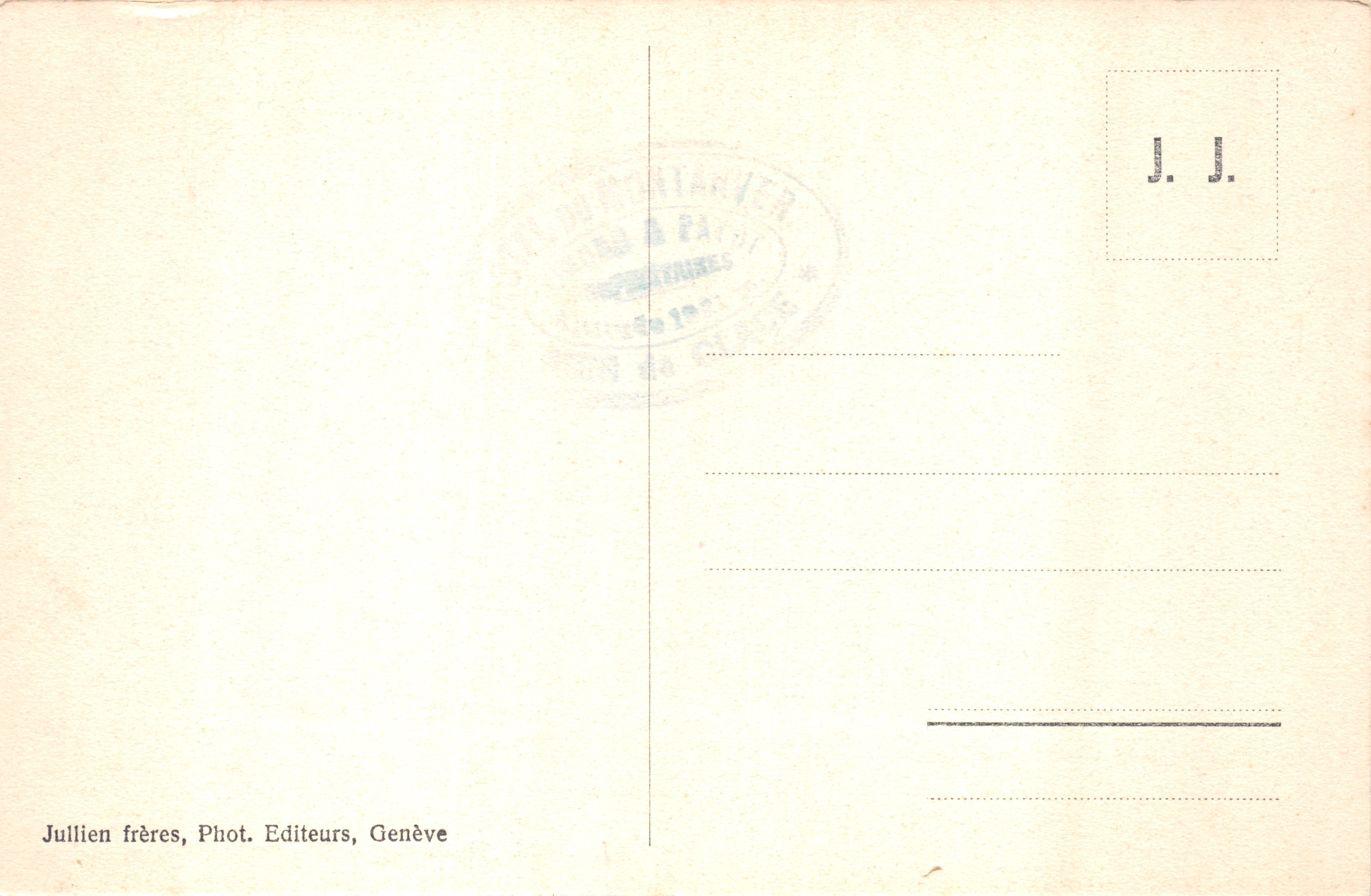 Chamonix — Aiguille du Dru y ferrocarril del Montenvers — J. J. 8826 — Reverso