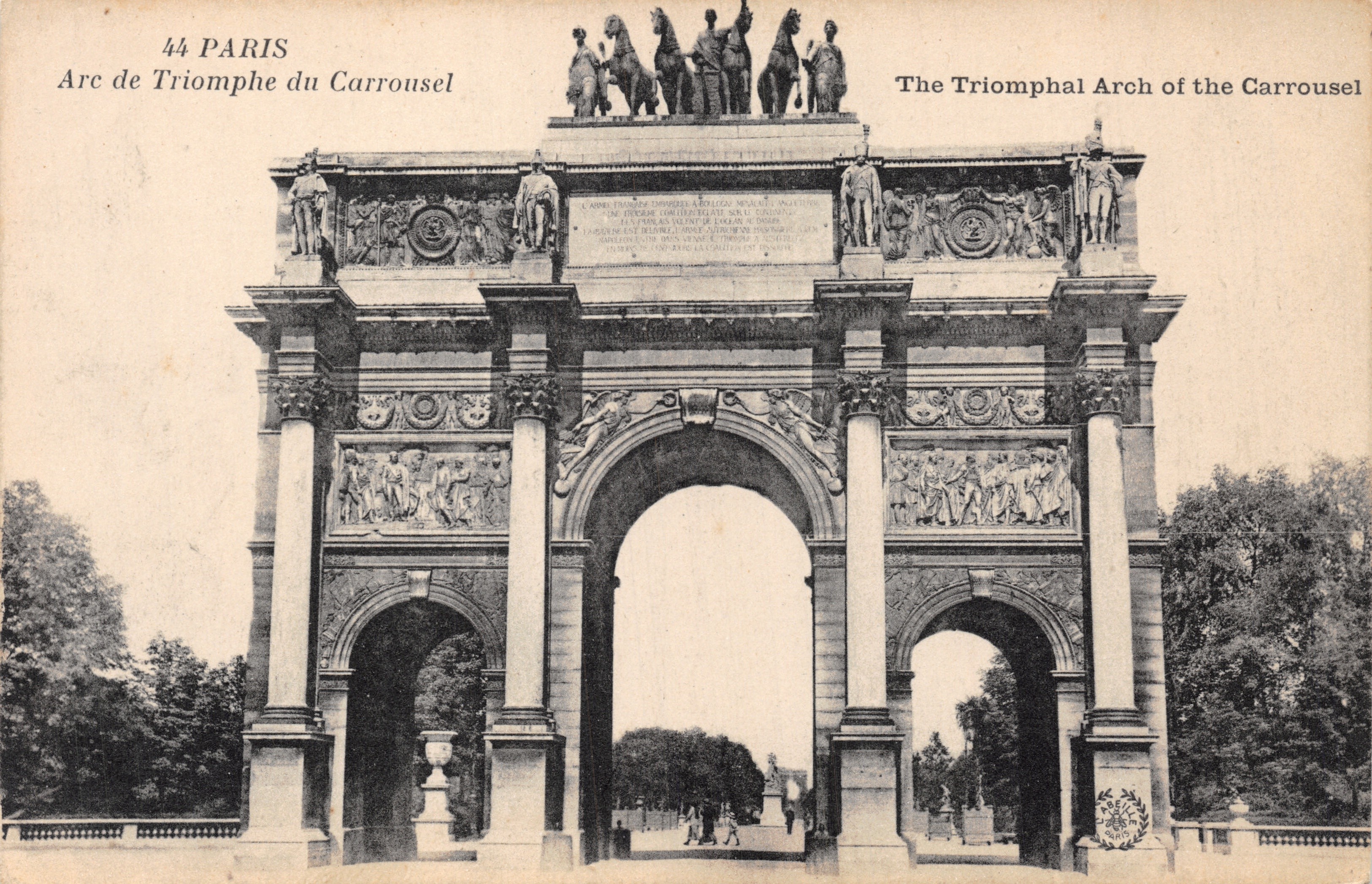 Arc de Triomphe du Carrousel — monument à Paris, éditeur Imp. phot. 'L'Abîle' - Paris