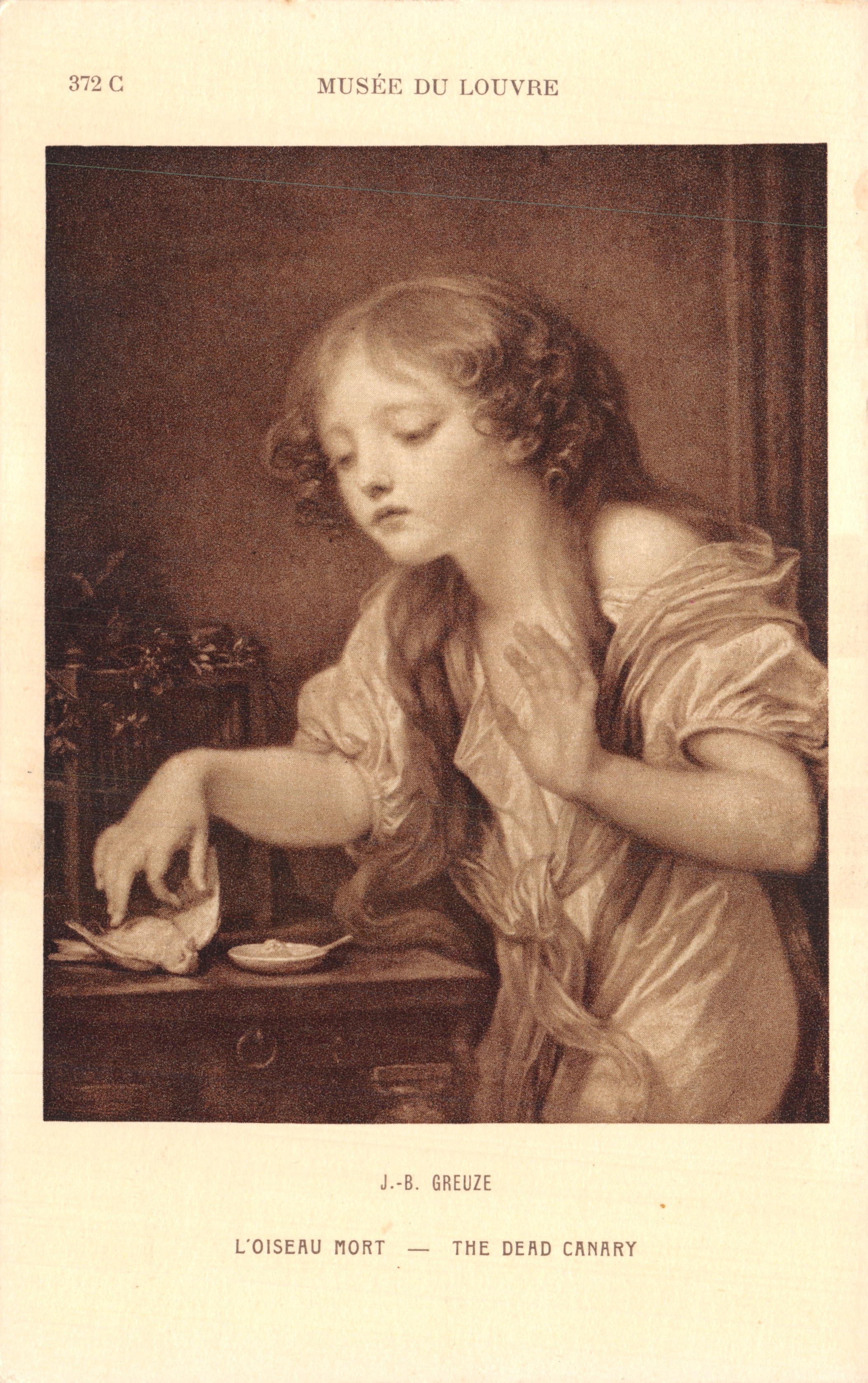 El pájaro muerto — El canario muerto — Museo del Louvre — J.-B. Greuze — n° 372 C