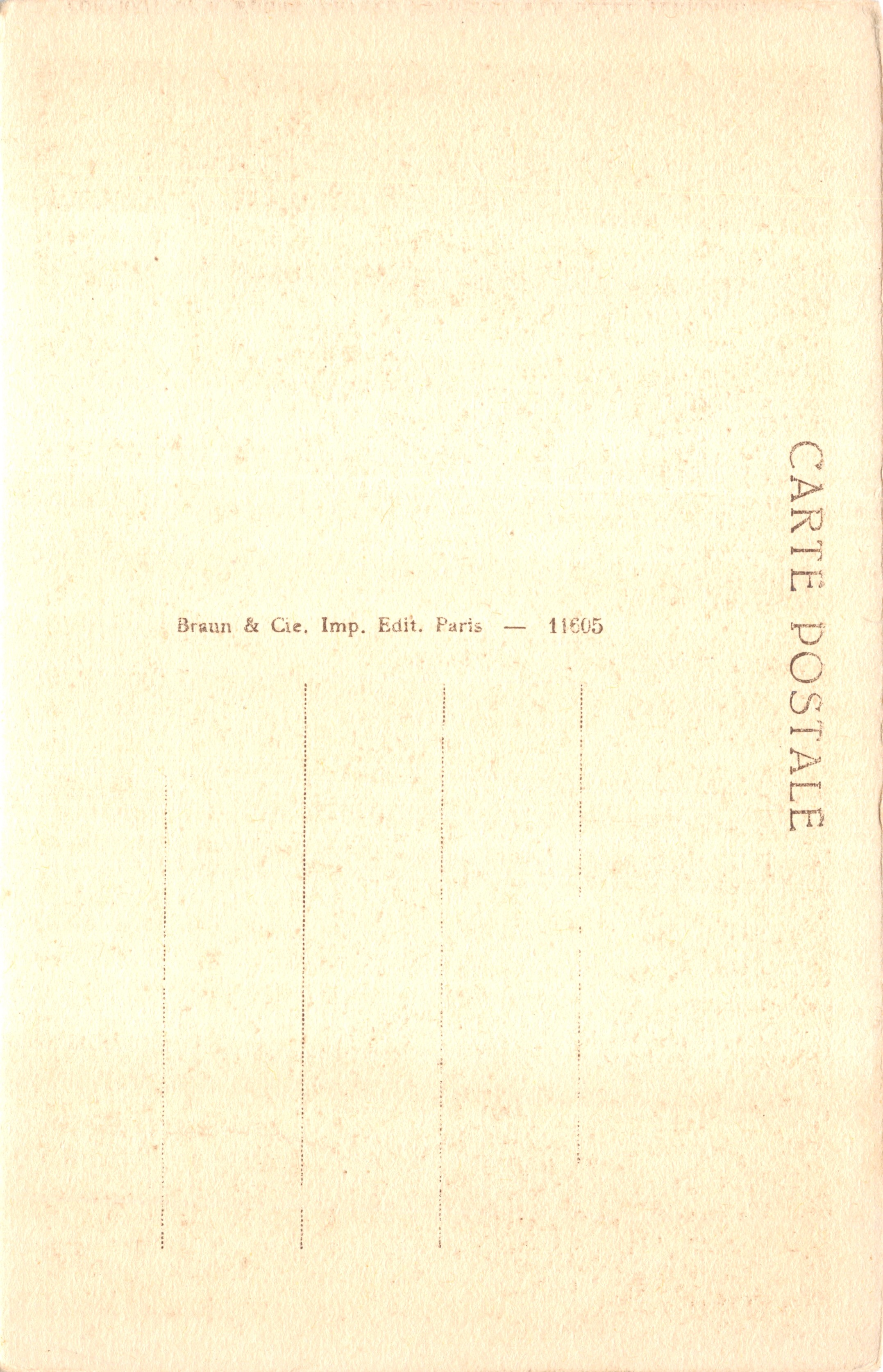 Museo del Louvre — Retrato de una mujer conocida anteriormente como La Belle Ferronnière — editor Braun & Cie, Imp. Edit. Paris, n.º 11605 — Reverso