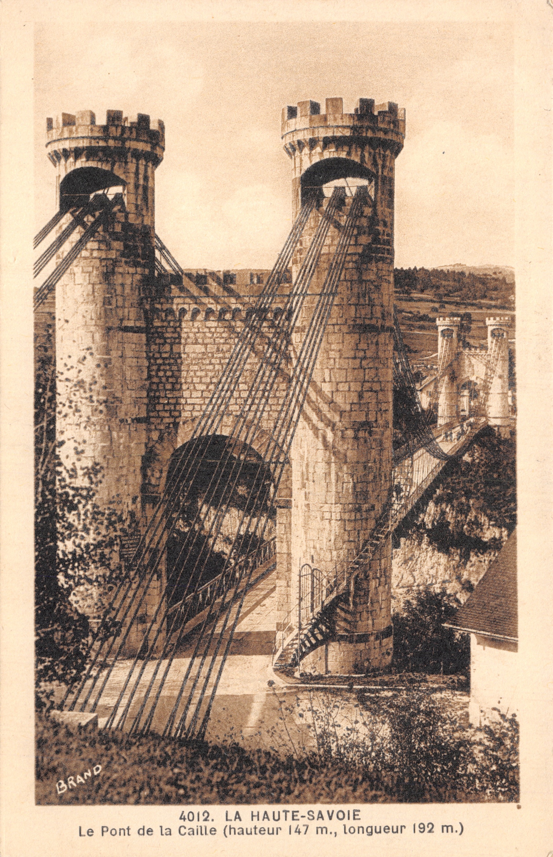 De brug van de Caille — houten brug met twee torens — uitgave BRAND, nr. 4012