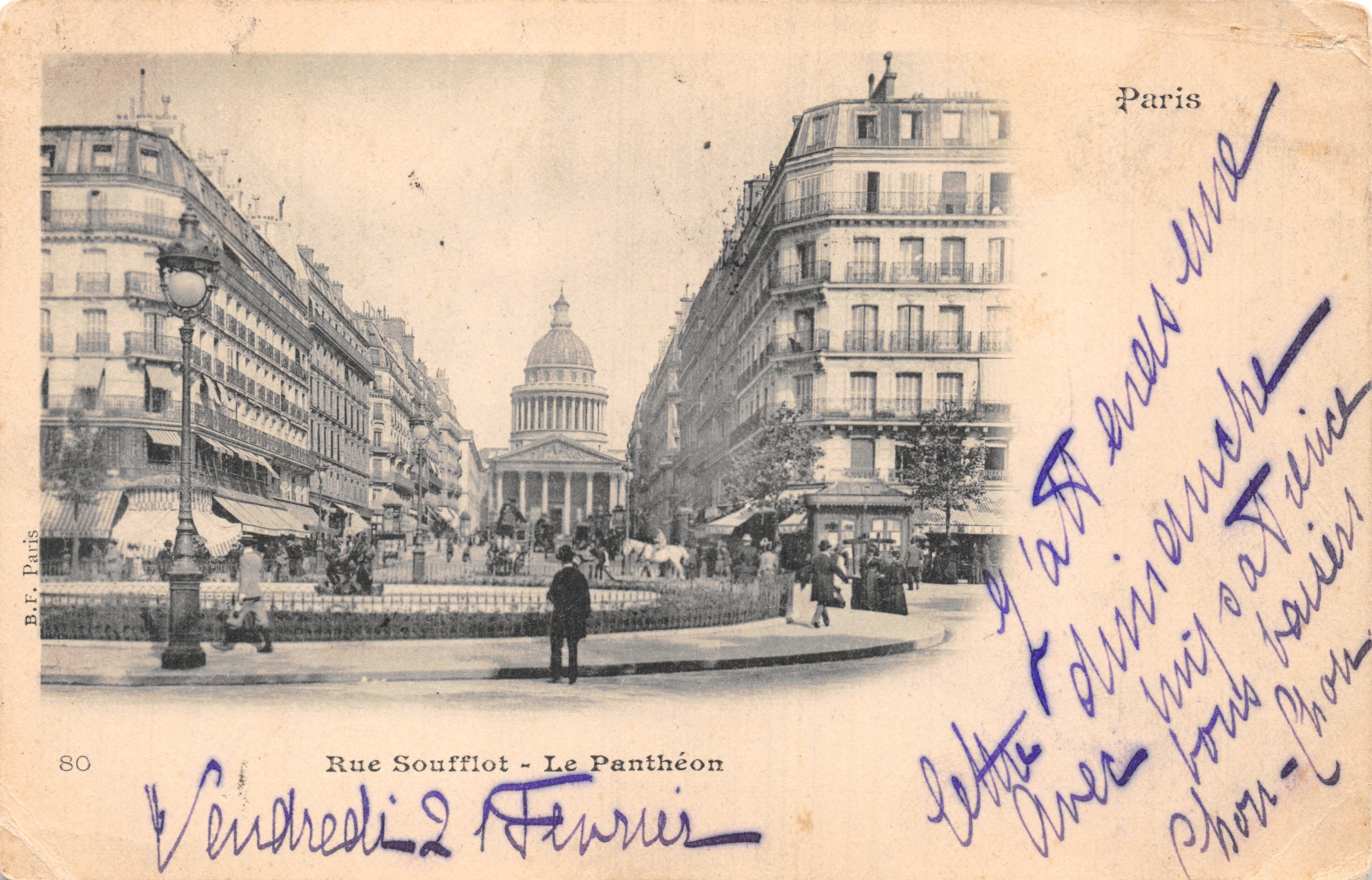 Rue Soufflot - Der Panthéon — Ansicht der Place mit Verlag B.F. Paris n°80