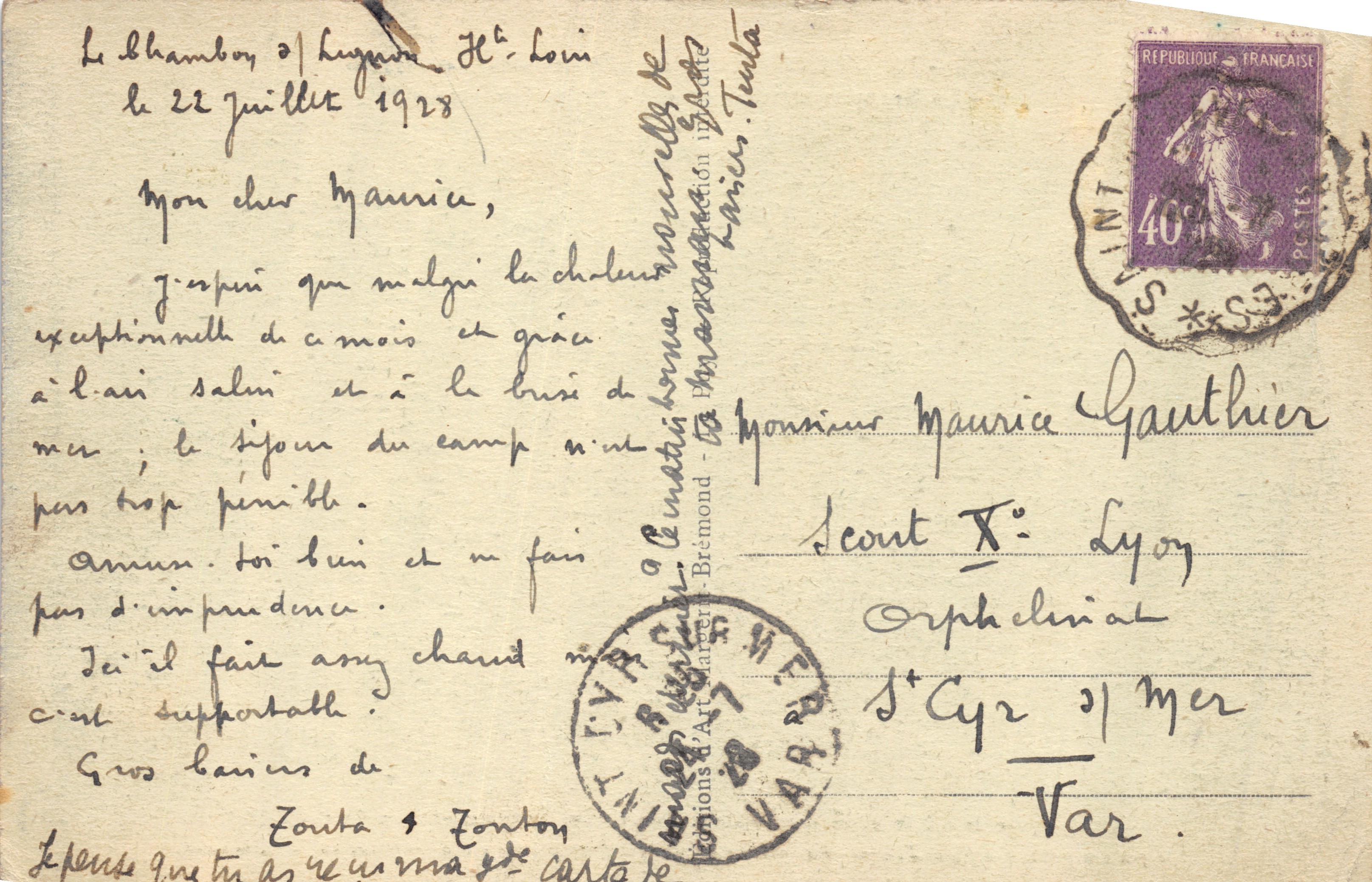 Il Gerbier des Joncs (Ardèche) — primo confluente della Loire con l'Aigueneire (fiume nero) — editore Margerin Brûlant, Le Puy, n. 5362 — Verso