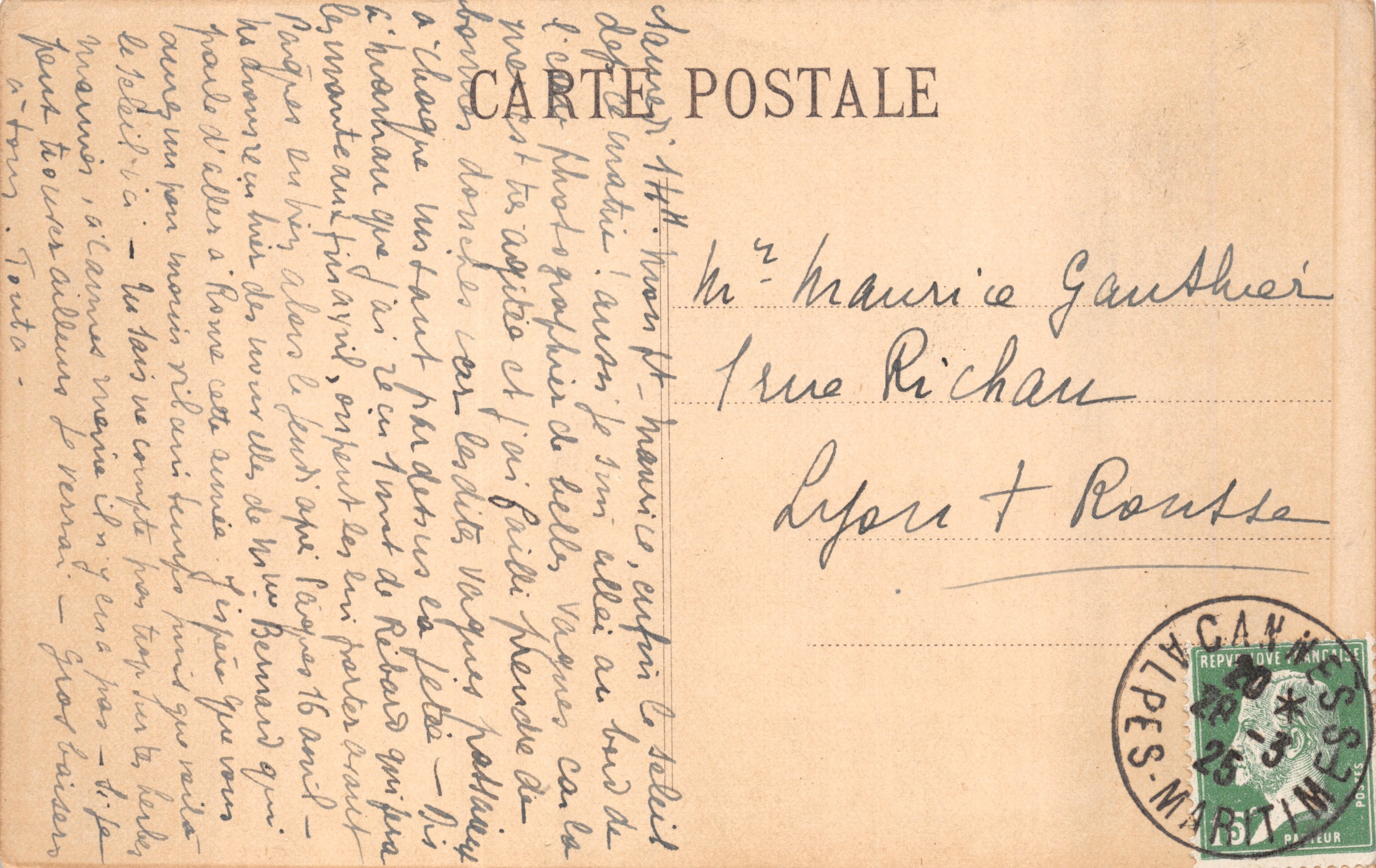 CANNES — Las Gaviotas — PLATINOGRAVURE LL — PARIS — Reverso