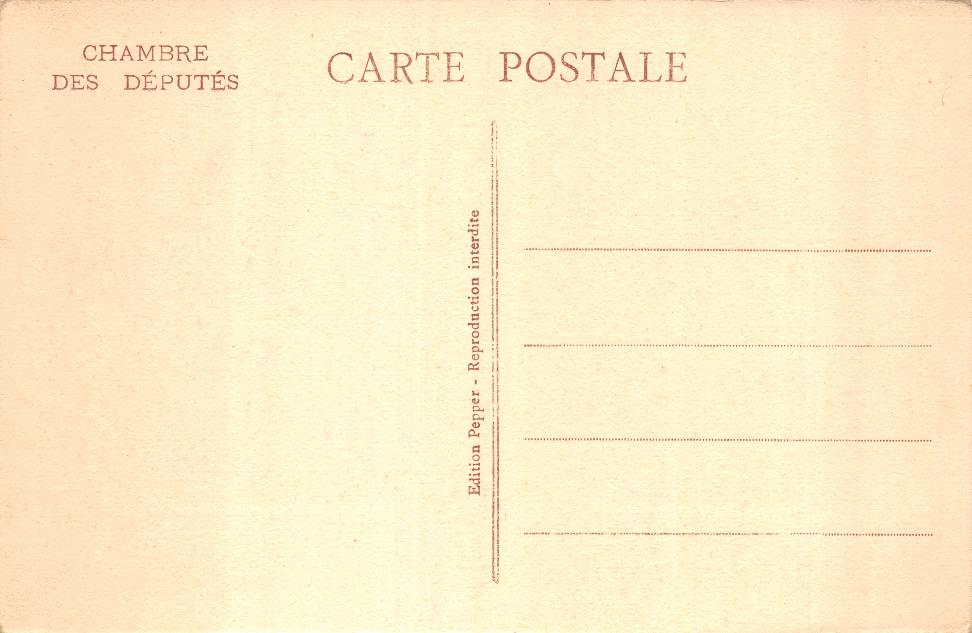 Hotel de la Présidence — Camera dei Deputati — Edition Pepper — Verso