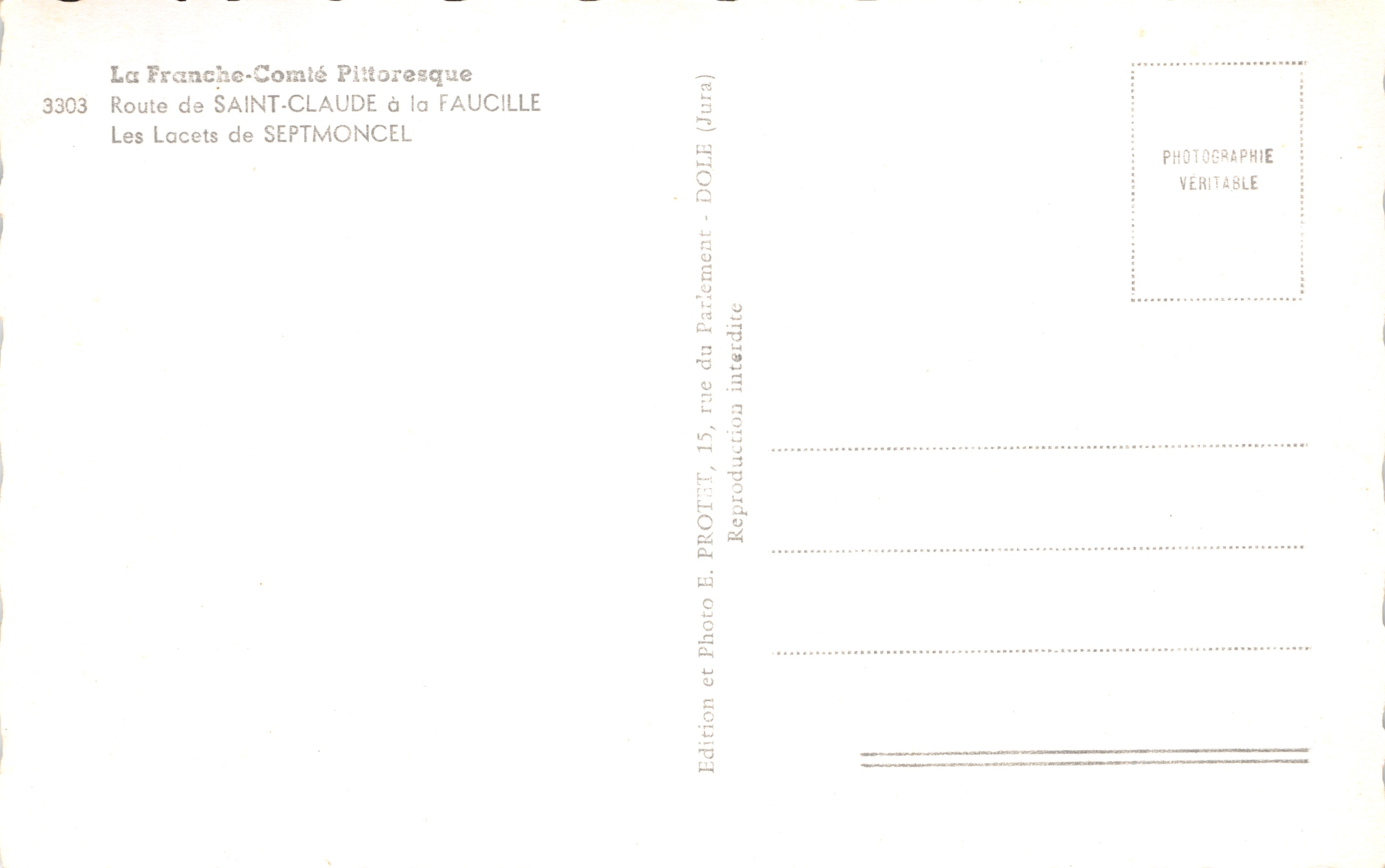 De Lacets van Septmoncel — Route van Saint-Claude naar de Faucille — Editie La Franche-Comté Pittoresque — Achterkant