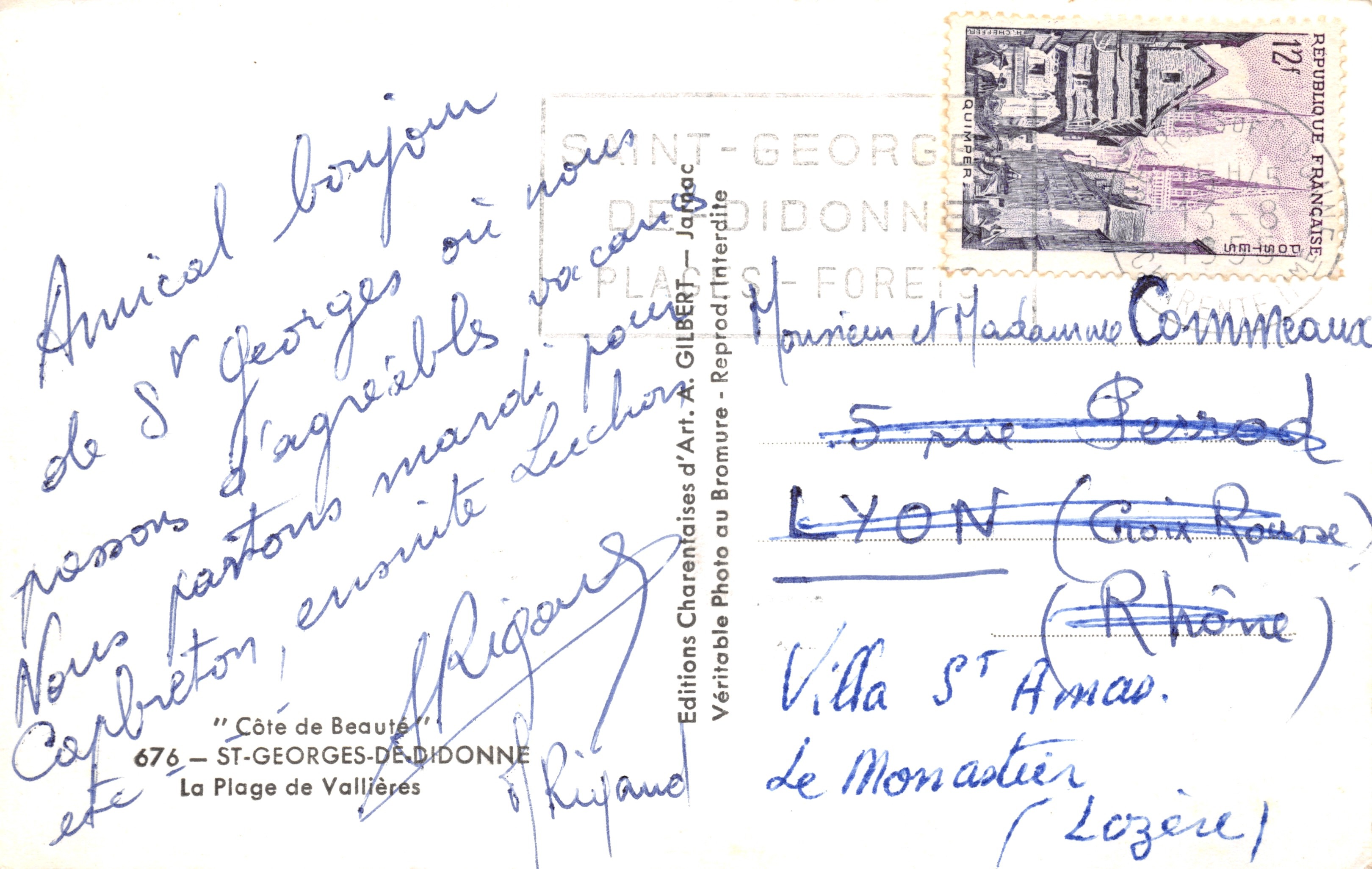 Spiaggia di Vallières — Saint-Georges-de-Didonne — Editions Charentaises d'Art. A. Gilbert — Verso