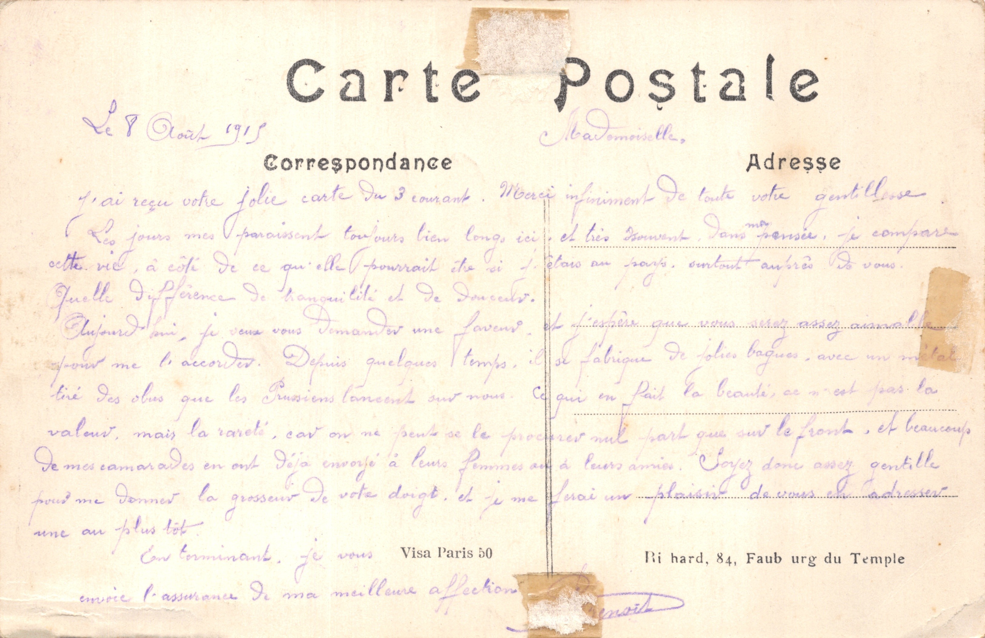 Soissons — Aspect de l'Église Saint-Jean après le bombardement de la Grande Guerre 1914-15 — A R — Rewers
